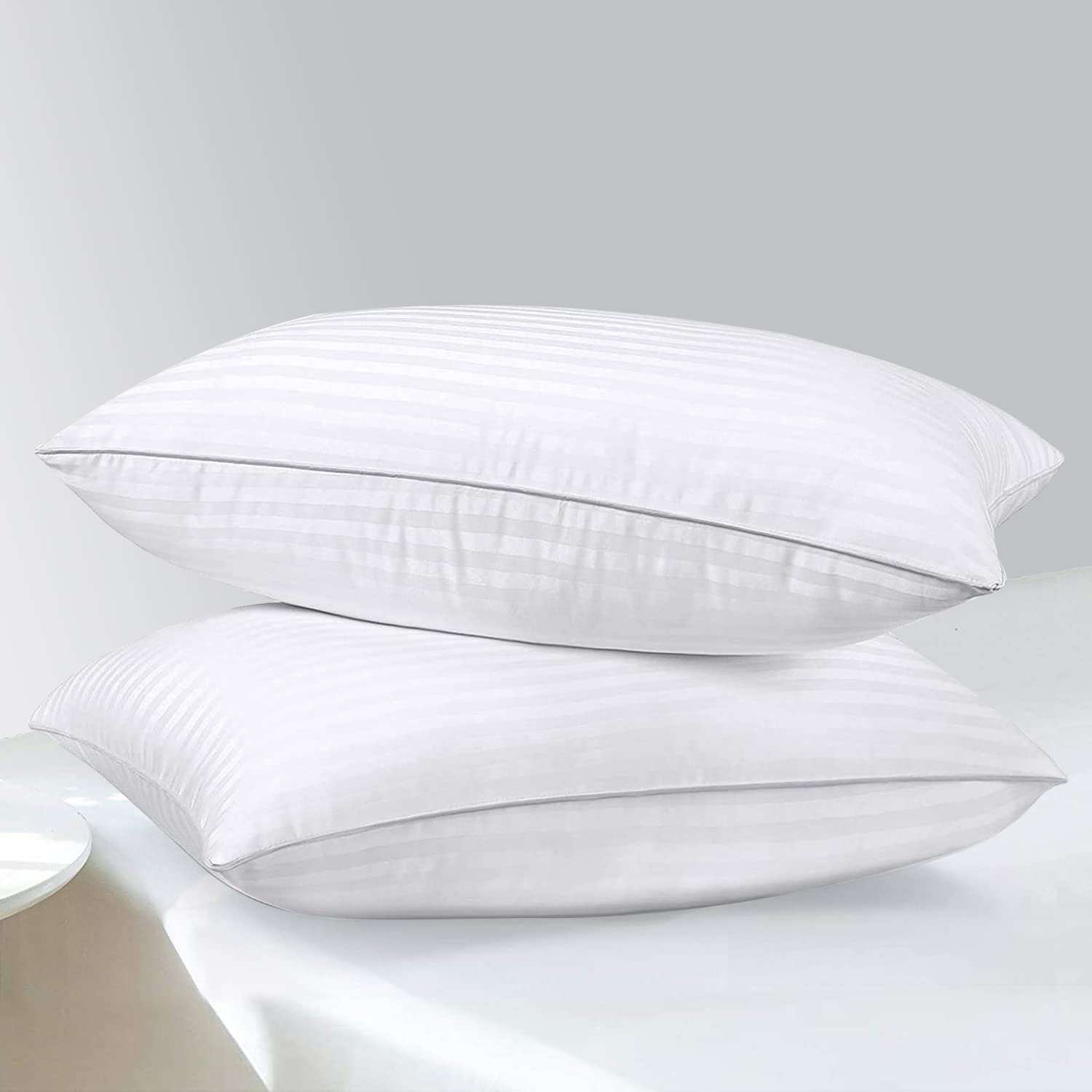 2 Pack King Size Pillows for Sleeping - 100% Breathable Cotton Cover, Soft Plush Down Alternative Filling, Medium Support for Side, Back & Stomach Sleepers, 20x36 Inches - Perfect for Bedroom, Hotel, Guest Room & Travel