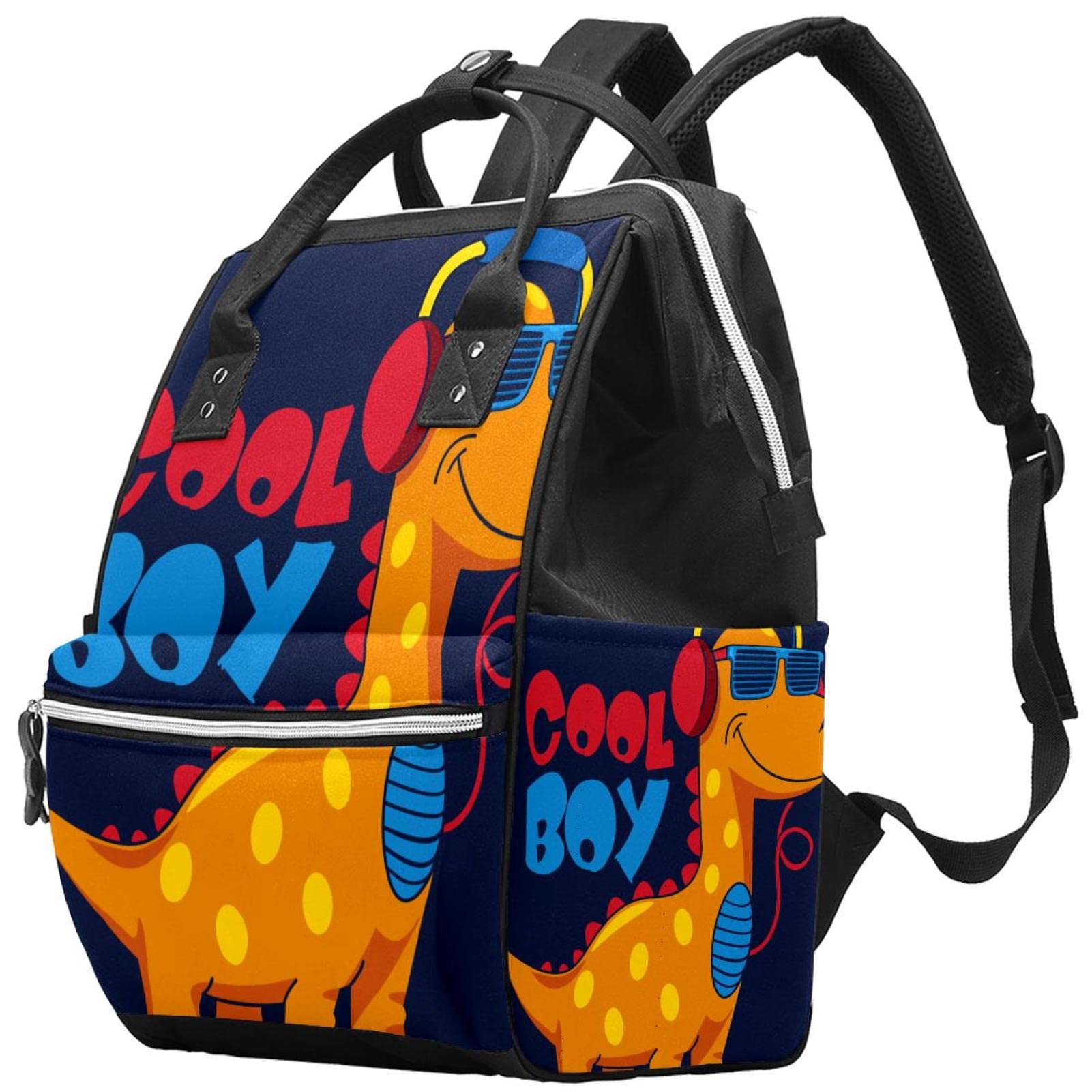 Large Capacity Unisex Diaper Backpack - Multifunctional Baby Bag with Dinosaur Print in Blue & Navy | Perfect for Travel, Daycare & On-the-Go Parents