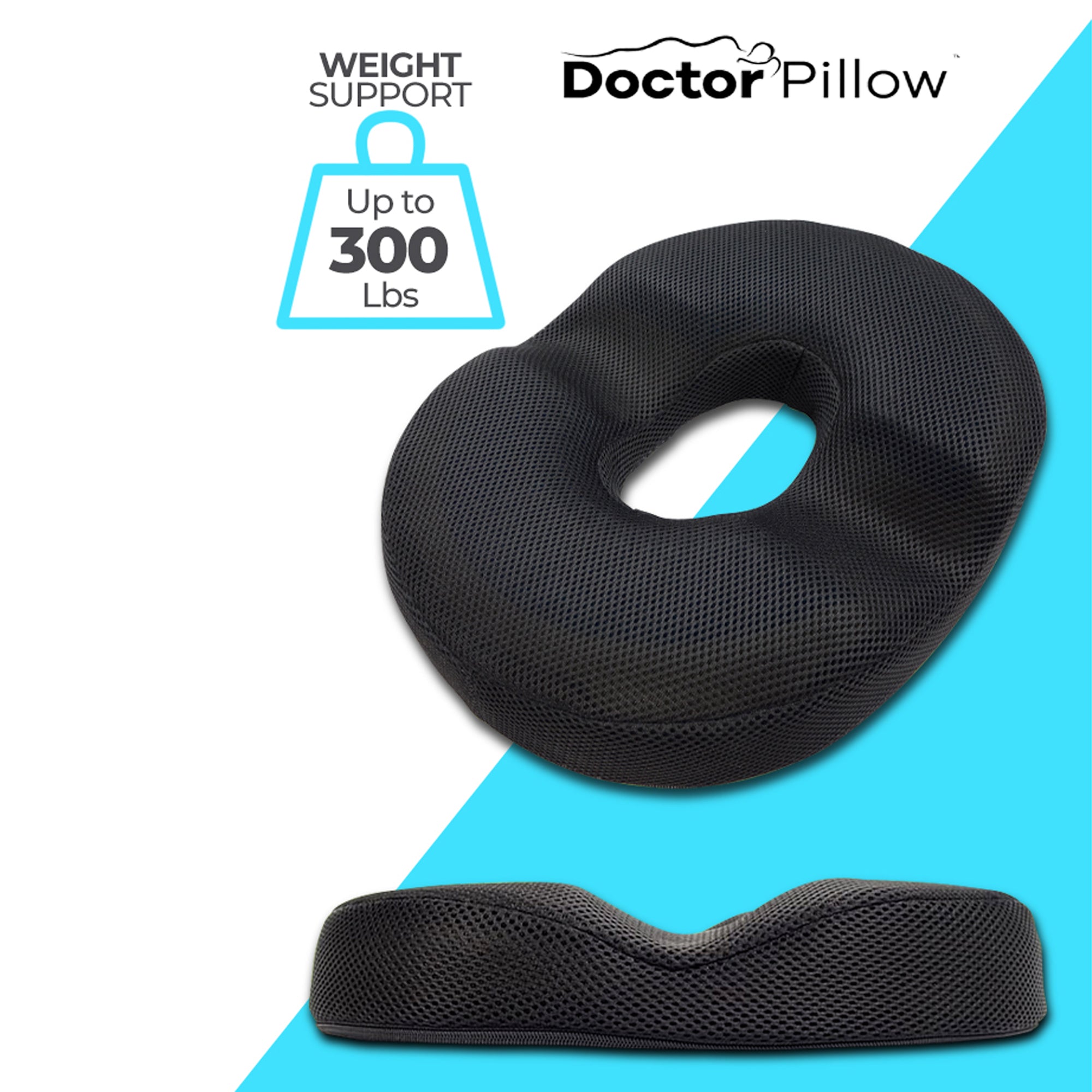 Dr. Pillow Anbocare Orthopedic Donut Seat Cushion - Pressure Relief for Tailbone Pain, Hemorrhoids & Post-Surgery Recovery - Perfect for Office Chairs, Car Seats & Wheelchairs