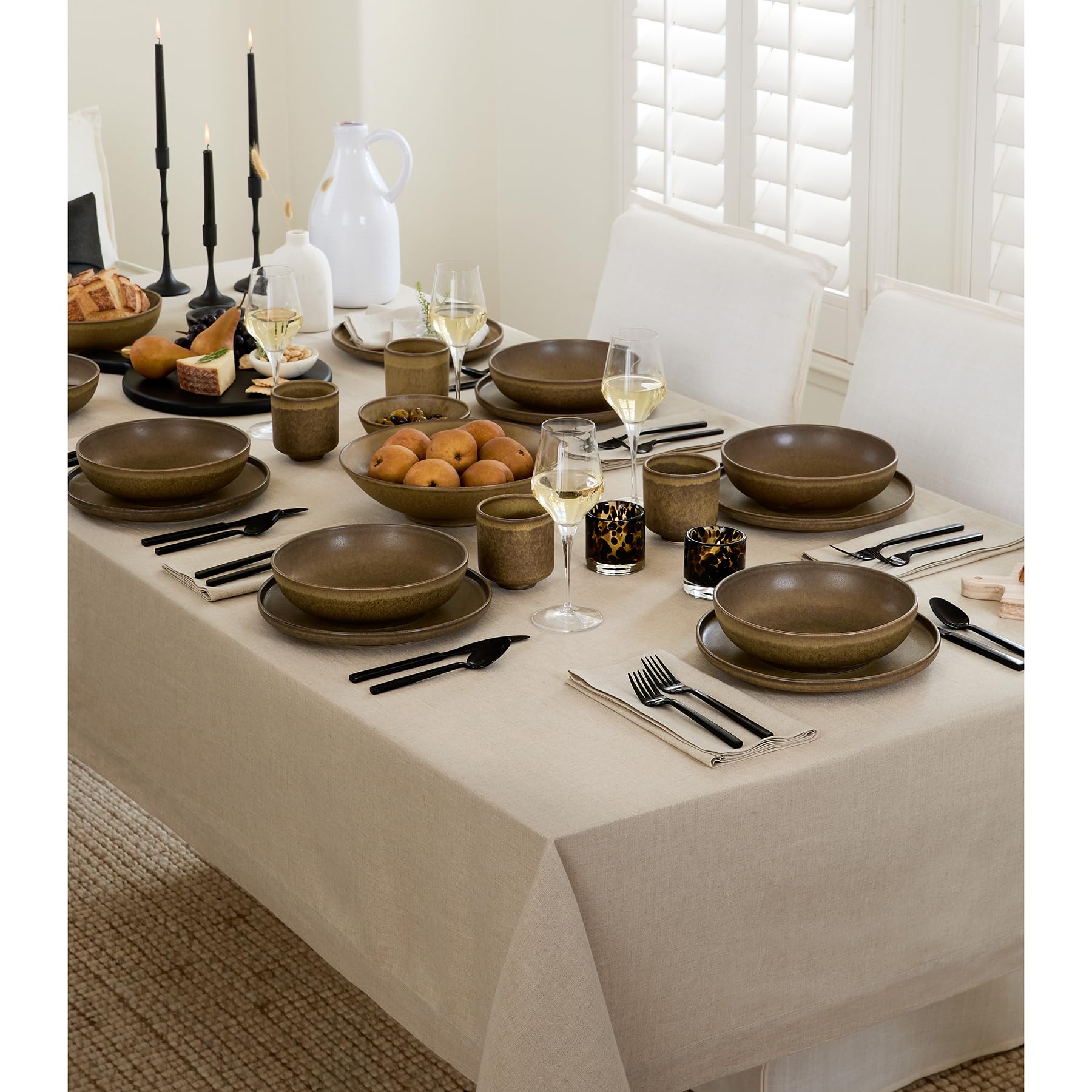 Solino Home 100% Pure Natural Linen Tablecloth 60x84 Inches - Machine Washable Rectangle Dining Table Cover for Wedding, Party, Easter & Mother's Day Decor - Perfect for Farmhouse, Rustic & Boho Chic Home Decor
