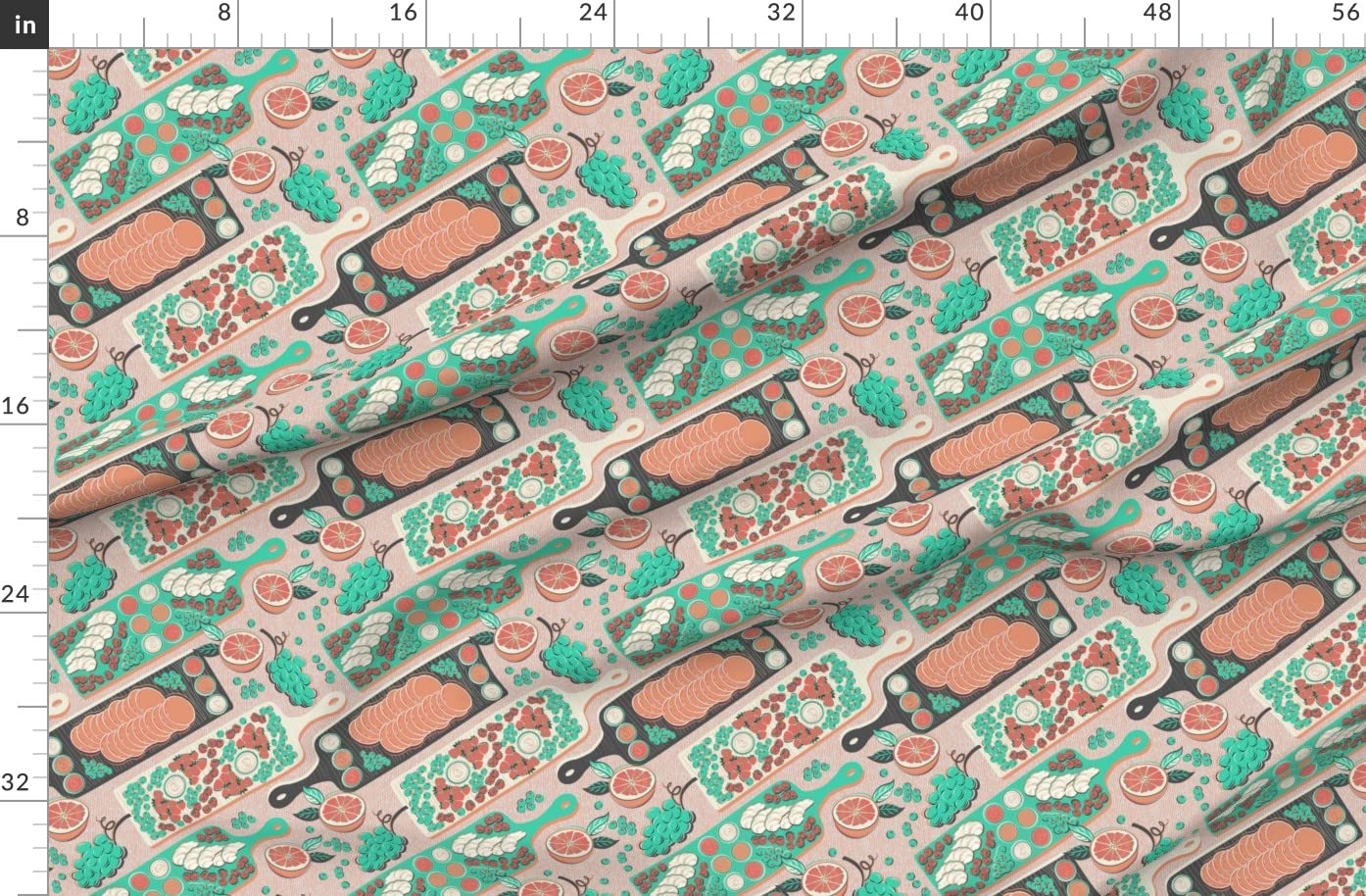 Premium Spoonflower Fleece Fabric - Breakfast Board & Charcuterie Print Fabric by The Yard for DIY Sewing Projects, Cozy Blankets, Loungewear & No-Sew Crafts - Perfect for Home Decor, Gift Making & Seasonal DIY Projects