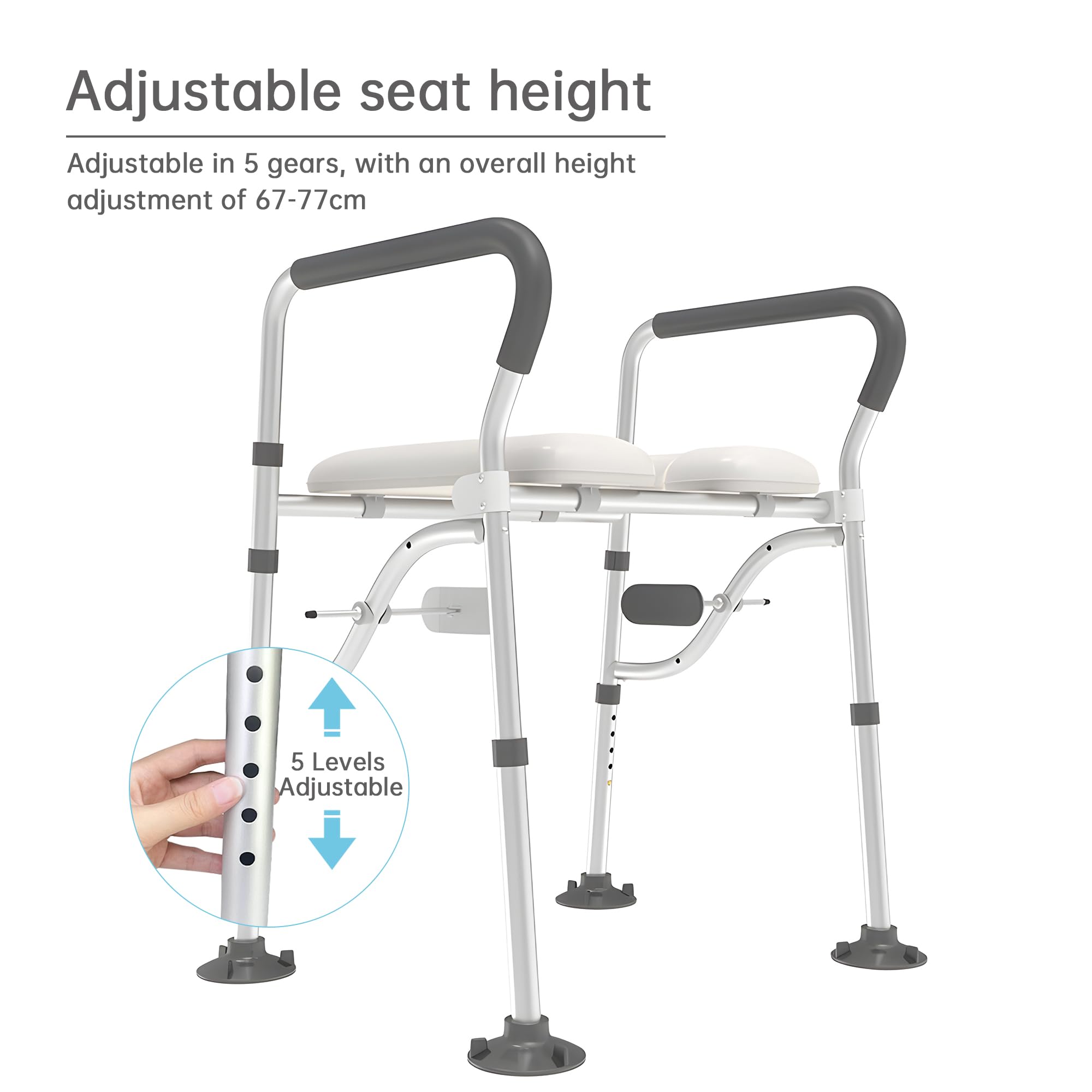 **Soft Padded Raised Toilet Seat with Handles - Adjustable Height Toilet Seat Riser for Seniors, Elderly, Pregnant & Handicap - Bathroom Safety Frame with Non-Slip Grip - Ideal for Post-Surgery, Mobility Issues & Home Care**    *(Use Cases: Perfect for elderly care, post-surgery recovery, pregnancy support, and handicap accessibility at home.)*