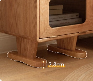 360° Rotating Oak Solid Wood Nightstand - Modern Bedside Table for Bedroom, Living Room & Office