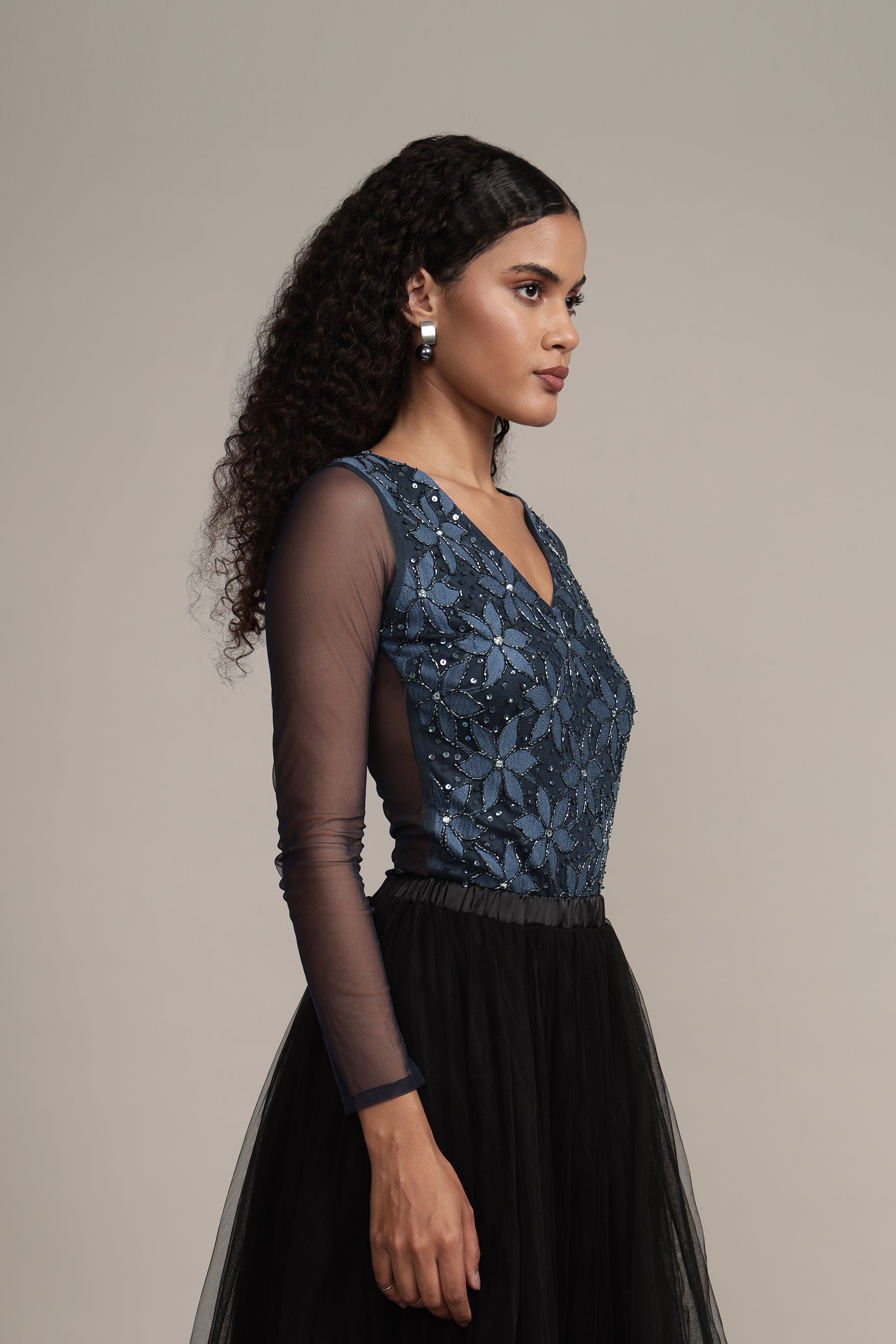 Rana Beaded Bodysuit for Women - Elegant Sequin Embellished Stretchable Jumpsuit for Party, Night Out, and Special Occasions