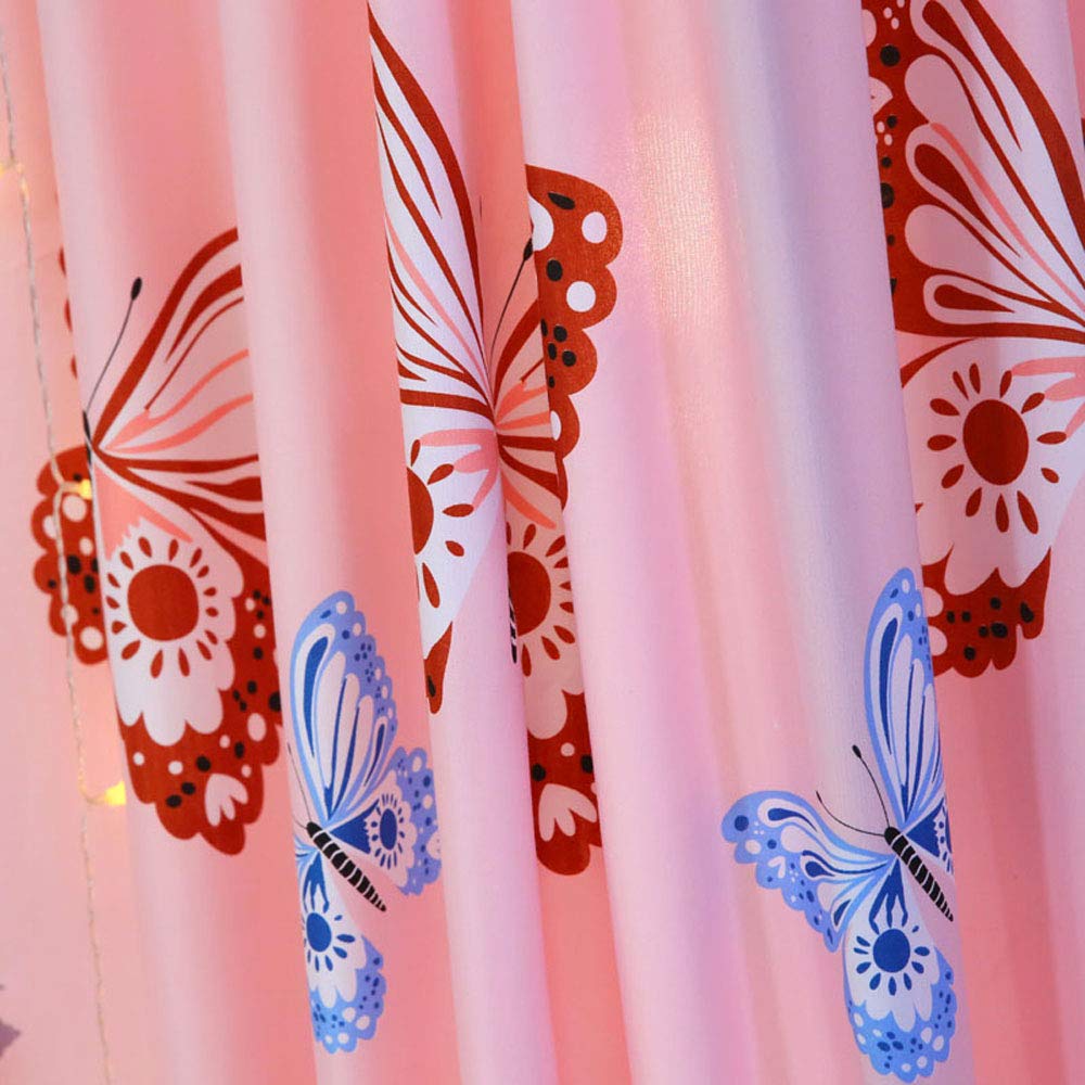 Princess Canopy Bed Curtains for Girls & Adults - Pink Butterfly Design Queen Size Bed Drapes | Elegant Bedroom Decor for Kids' Rooms, Nursery, or Master Bedroom