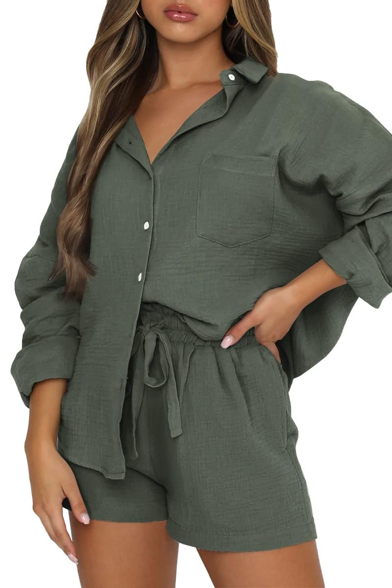 Trendy Queen Women's 2-Piece Outfits - Summer Short Sets, Beach Vacation Lounge Pajamas & Spring Fashion 2025 | Perfect for Travel, Casual Wear & Relaxation