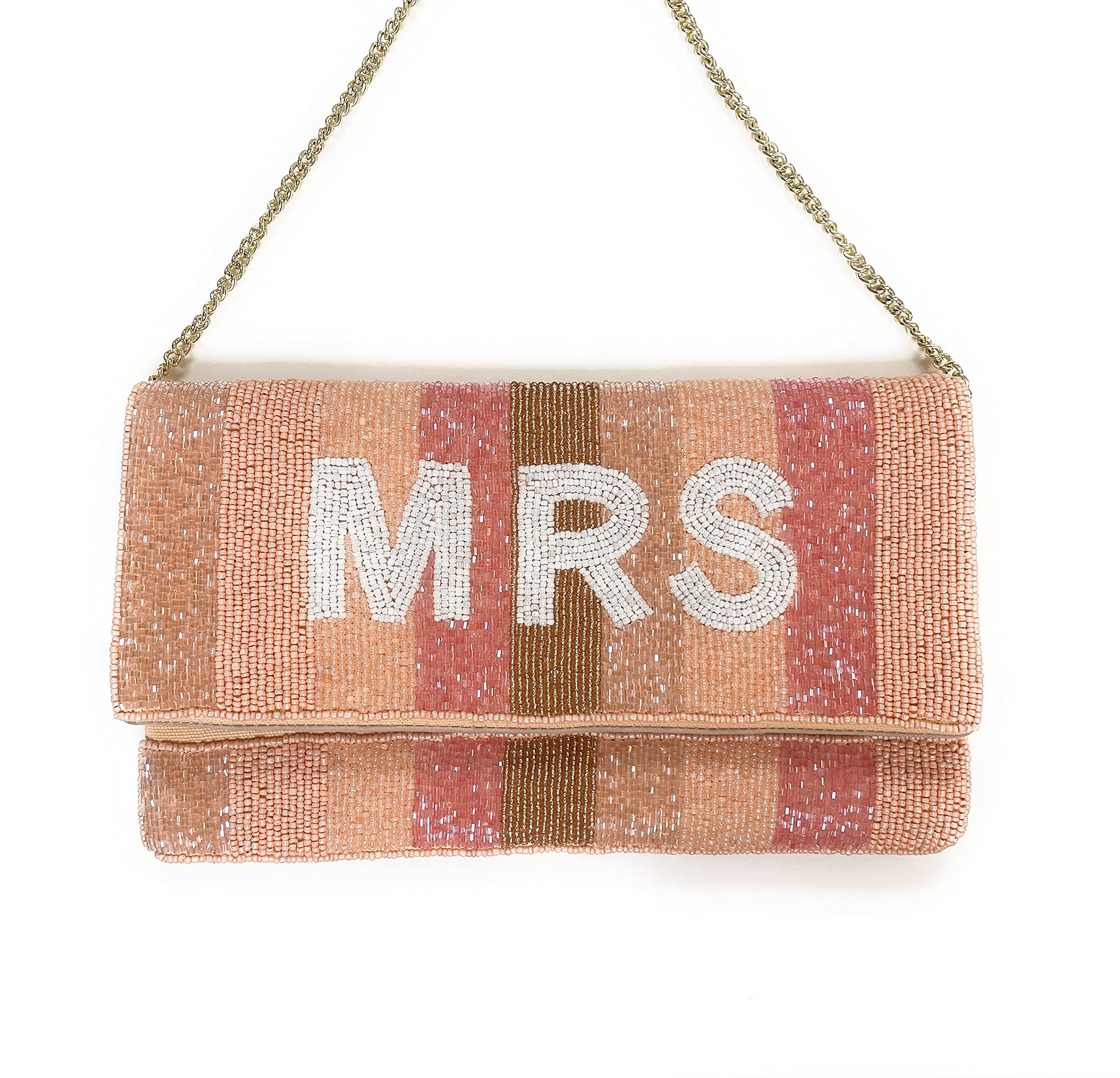 Twine and Love MRS Bride Bag – Elegant Seed Beads Clutch Purse for Wedding, Bridal Shower & Engagement Gifts – Perfect Bride-to-Be Accessory for Reception, Honeymoon & Special Occasions