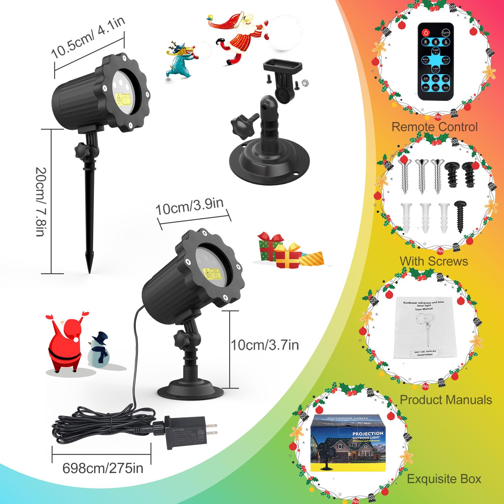 Waterproof Outdoor Laser Projector Lights with 12 RGB Effects, Remote Control & Timer - Perfect for Weddings, Christmas, Holiday Parties, Garden & Landscape Decor