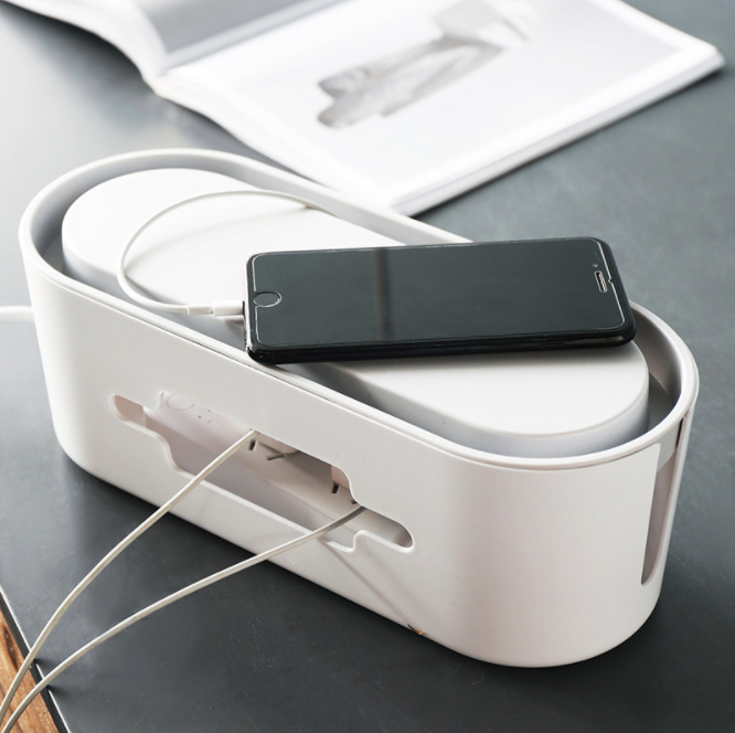Cable Management Box - Large Cord Organizer for Home & Office - Hide Wires & Cables Neatly - Perfect for TV Stand, Desk, and Entertainment Center Organization