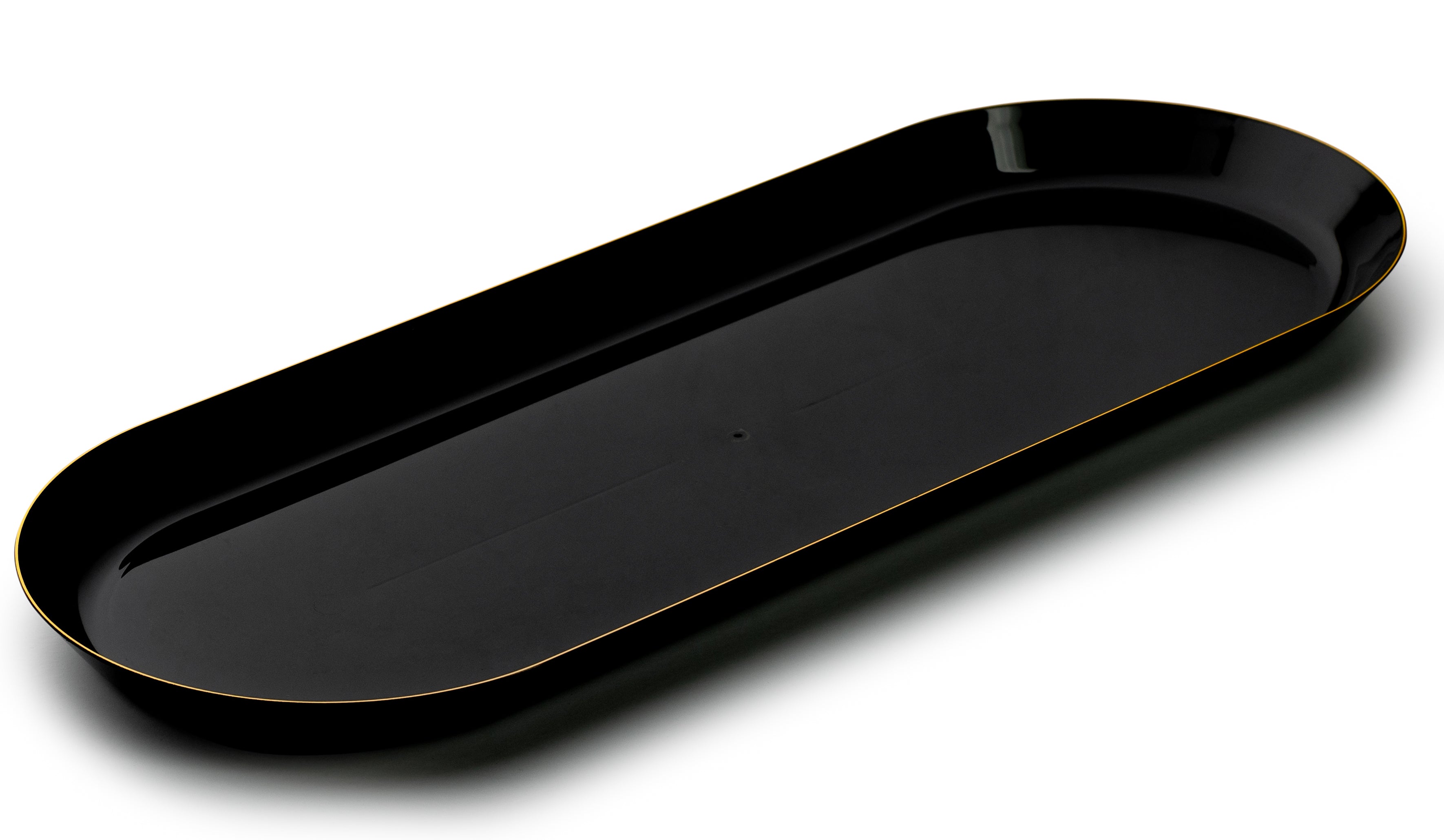 Elegant Black and Gold Rim Oval Serving Platter Set of 2 - Perfect for Dinner Parties, Holiday Entertaining & Buffet Style Serving