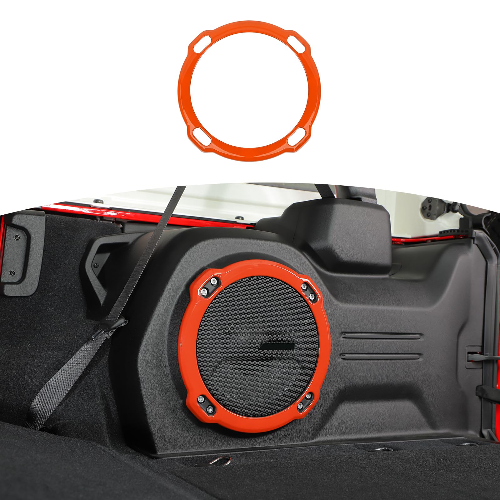 RT-TCZ Orange Speaker Cover Trim Ring for Jeep Wrangler JL Rubicon (2018-Present) - Interior Accessories & Sound System Upgrade for Off-Road Adventures