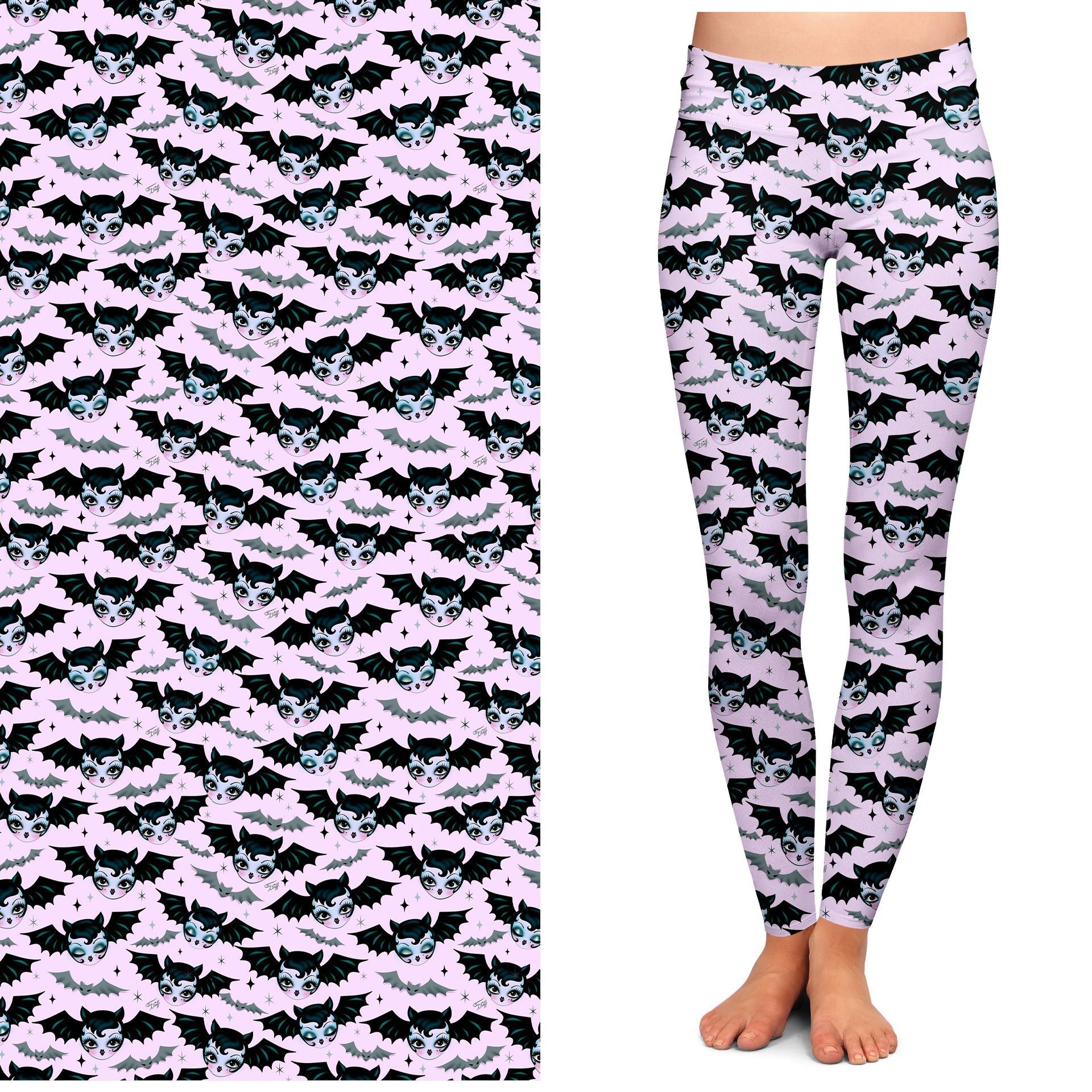 Battylicious High Waist Yoga Leggings for Women - Miss Fluff x Lipstick & Chrome PINK - Comfortable Workout Pants for Gym, Running & Everyday Wear