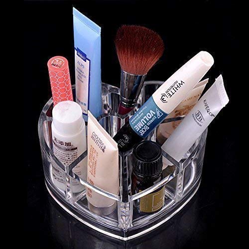 Acrylic Heart-Shaped Lipstick Holder & Makeup Organizer - Display Stand for Lipsticks, Nail Polish, Eyebrow Pencils & Brushes | Perfect for Vanity, Bathroom & Travel Storage