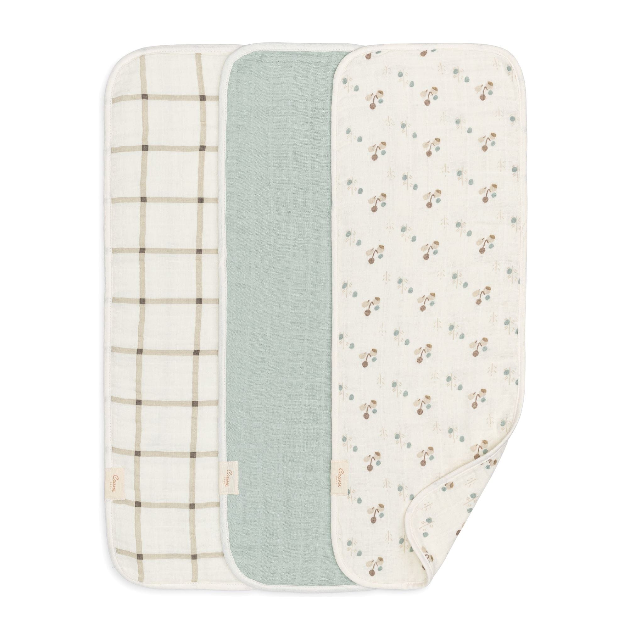 Organic Cotton 3-Piece Poppy Burp Cloth Set - Soft & Absorbent Baby Essentials for Feeding, Spit-Up & Mess-Free Outings