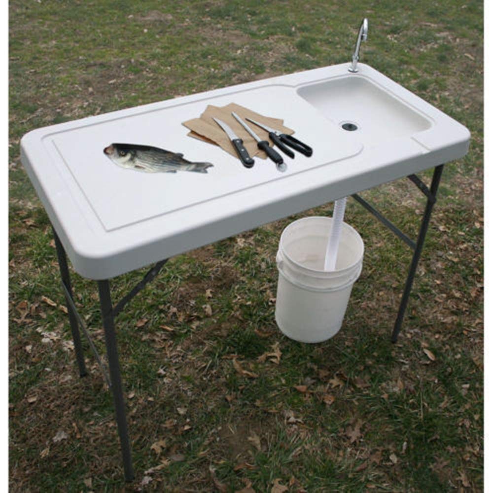 EyesonMe Portable Folding Fish Cleaning Table with Sink Faucet - Durable Outdoor Camping & Garden Furniture for Fishing, BBQ, Picnic & Backyard Activities