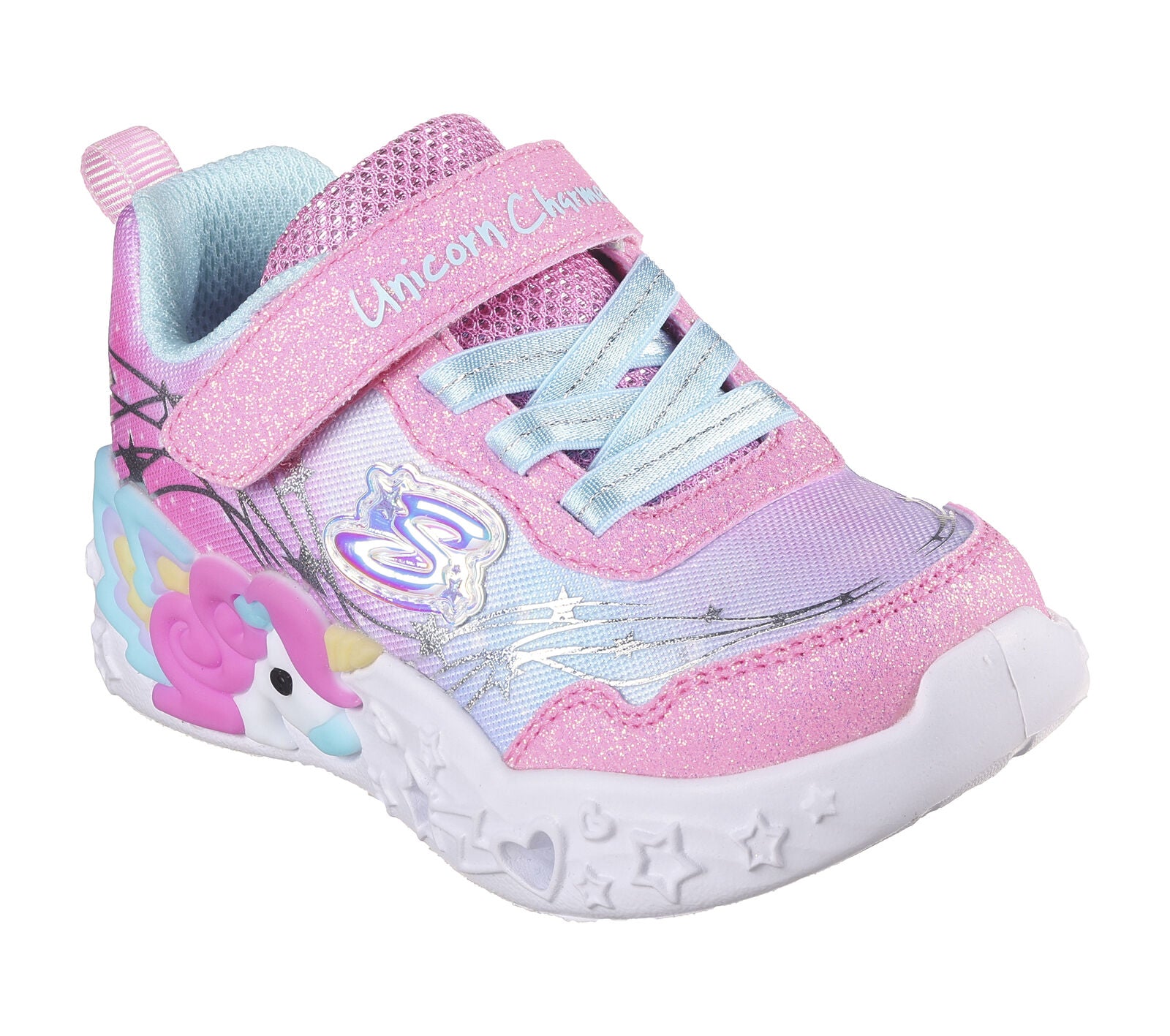 Skechers Unicorn Charmer Lil Stellar Toddler Sneakers - Pink & Turquoise Girls' Lightweight Walking Shoes for Playground & Preschool Activities
