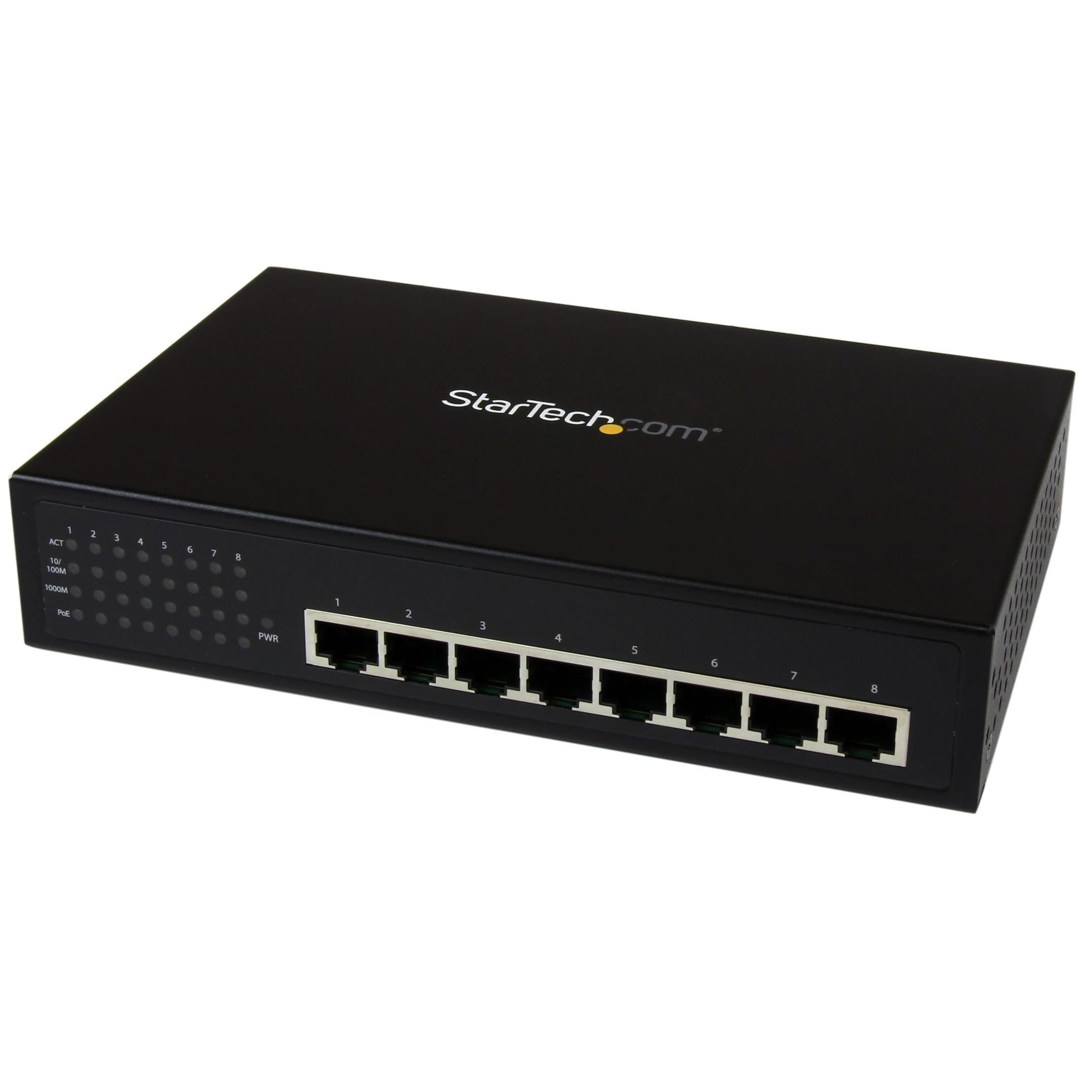 StarTech.com 8-Port Industrial Gigabit PoE+ Switch | 802.3af/at Unmanaged Ethernet Network Switch | Wall Mountable | 120W Power Budget | for IP Cameras, VoIP Phones & Wireless Access Points | Black (IES81000POE)