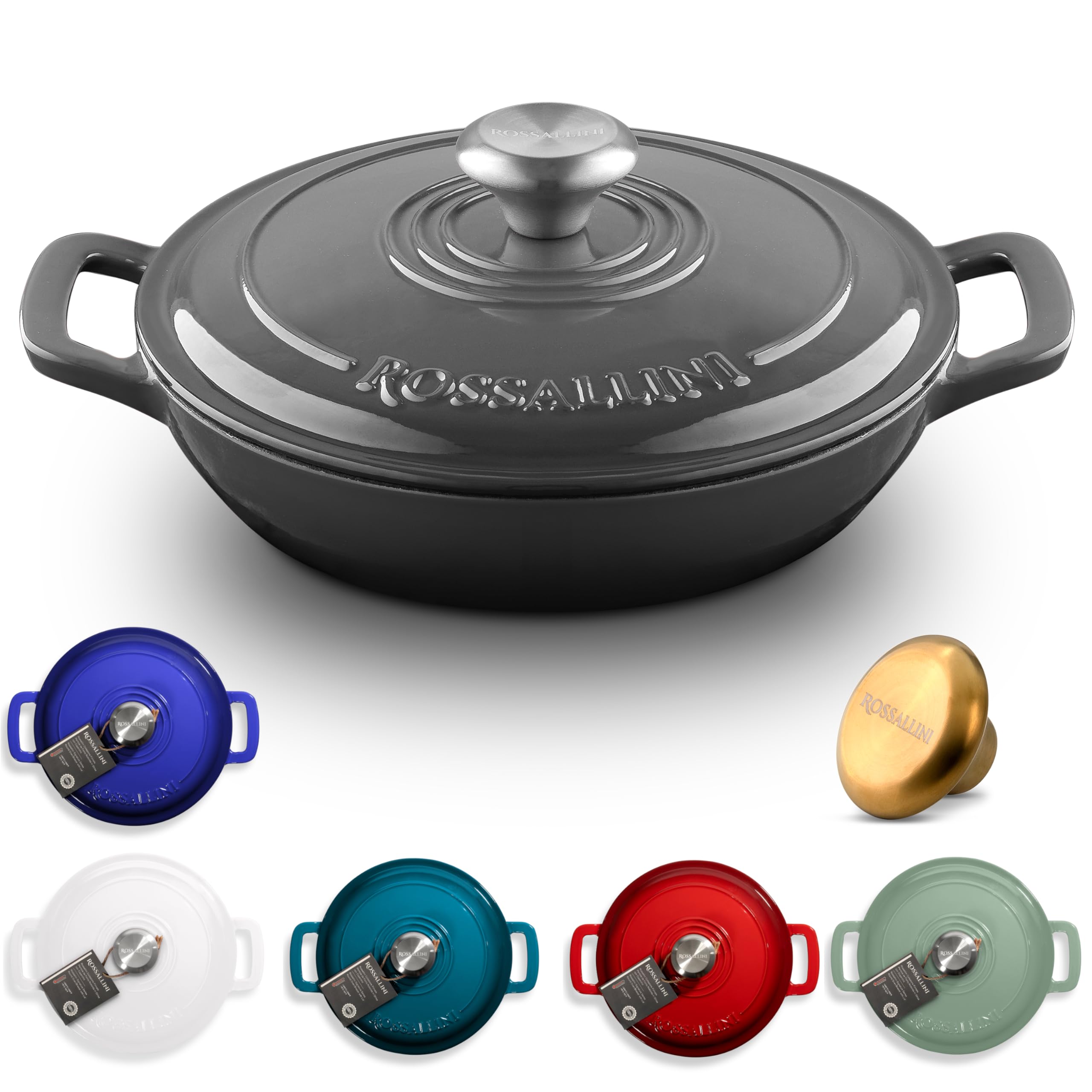 Premium Enameled Cast Iron Braiser with Non-Stick Surface & Tight-Fitting Lid – 3.5Qt (3.3L) Oyster Grey – Ideal for Roasting, Baking, Sautéing, Searing & Pan Frying – Perfect for Family Dinners, Holiday Cooking & Restaurant-Quality Meals