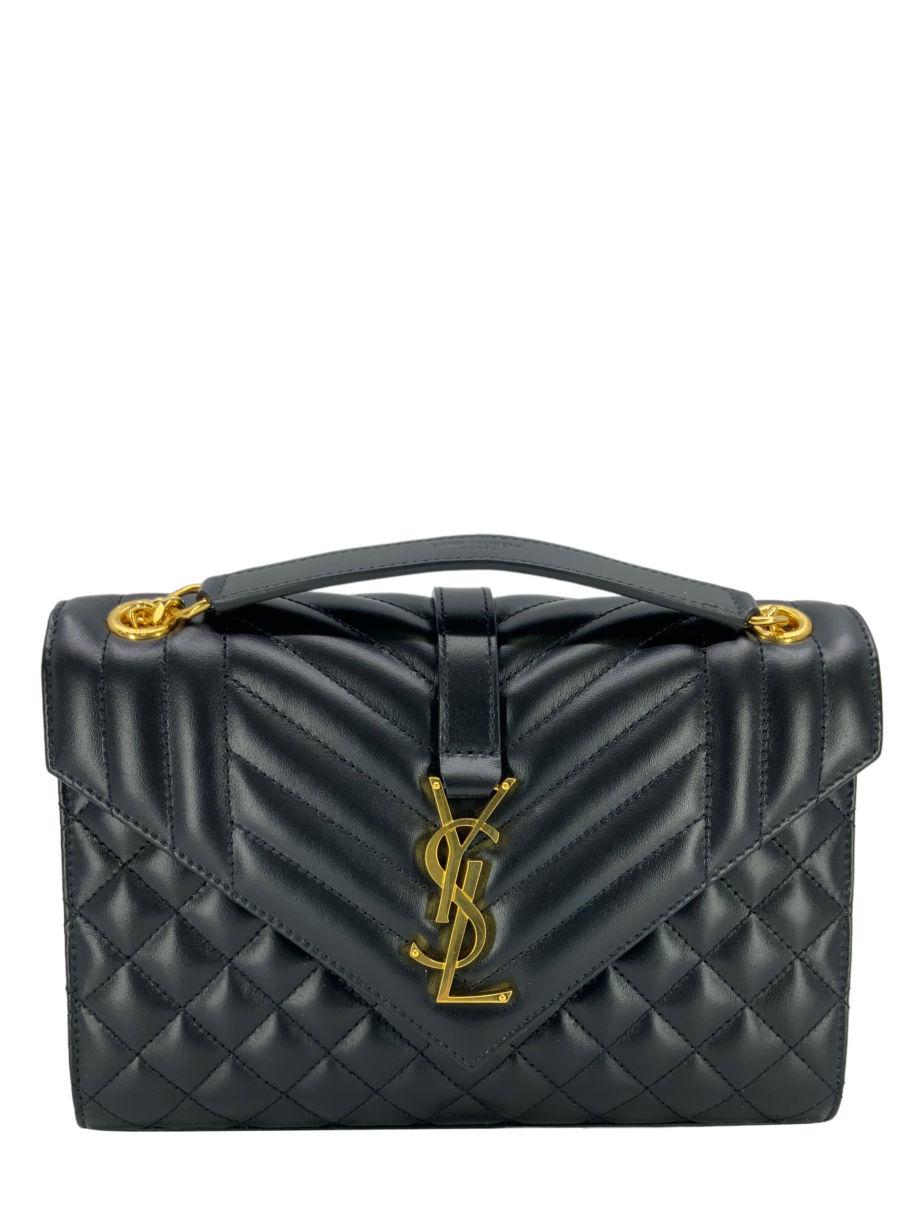 SAINT LAURENT Envelope Medium Mix Matelasse Chain Bag - Luxury Designer Crossbody Purse for Women | Perfect for Evening Parties, Date Nights & Special Occasions