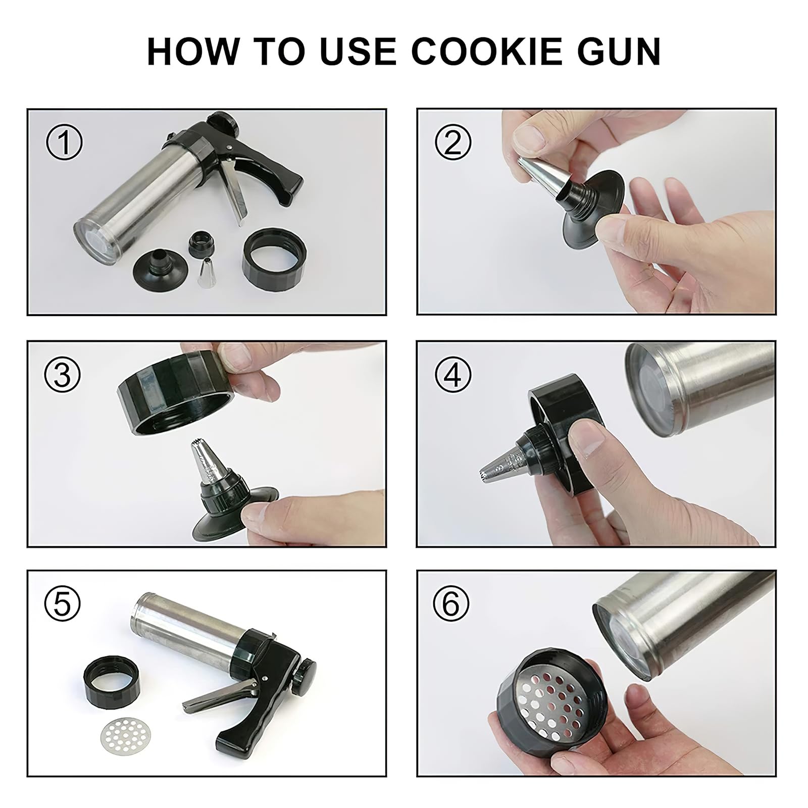 Premium Stainless Steel Cookie Press Gun Kit - 13 Press Discs, 8 Icing Tips & Cleaning Brush for Baking, Biscuit Making & Cake Decorating | Perfect for Christmas Cookies, Wedding Cakes & DIY Desserts (22x15x5.6cm)