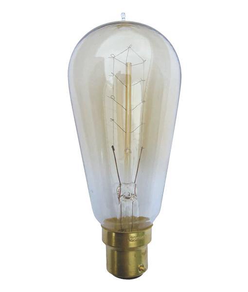 25W Bayonet (BC) Carbon Filament ST57 Pear Shape Light Bulb - Vintage Edison Style for Home Decor, Restaurants & Cafe Lighting