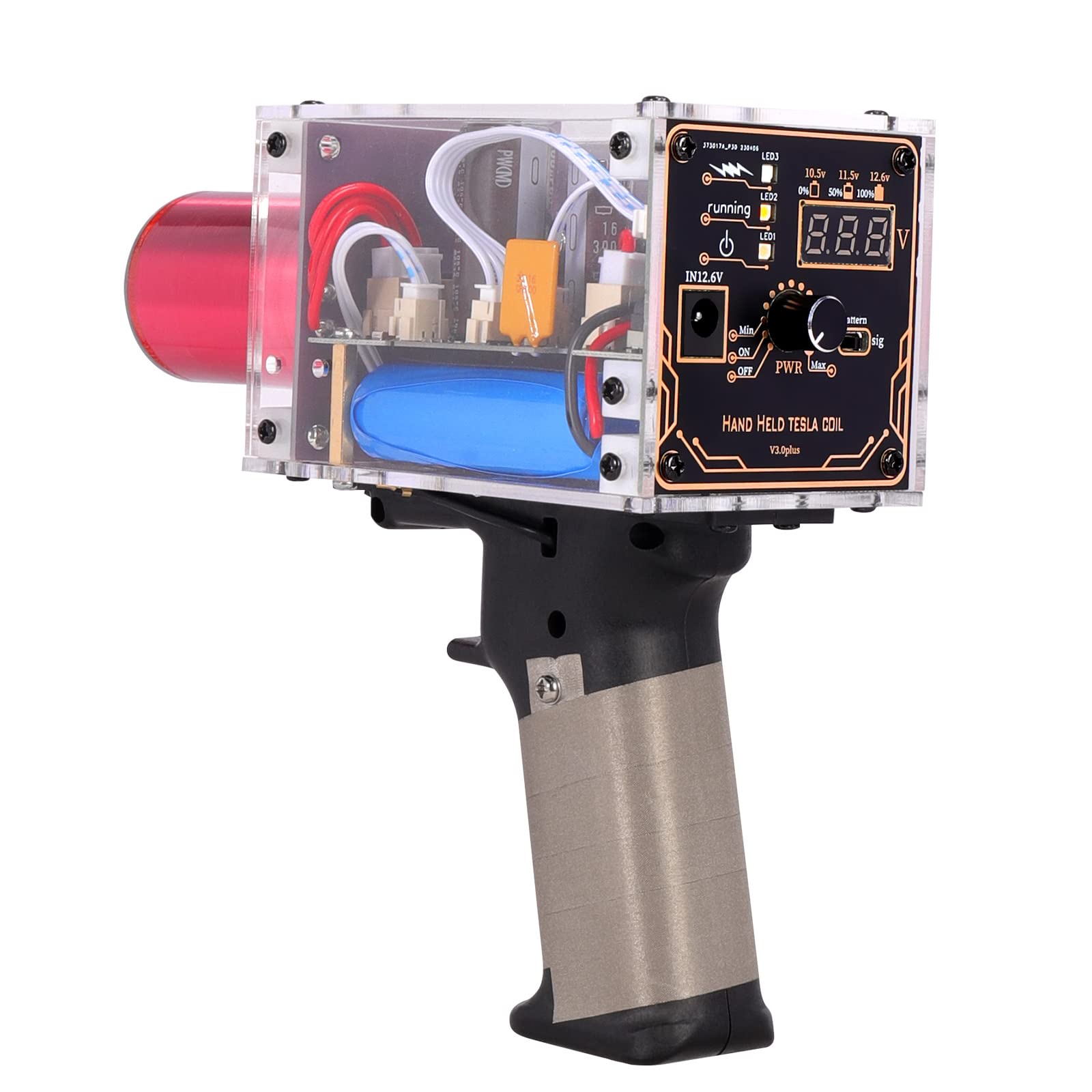 Portable Tesla Coil Gun - Handheld Mini Arc Generator with Electronic Trigger | DIY Artificial Lightning Maker for Science Experiments & Educational Demonstrations | Perfect for STEM Projects, Classroom Demonstrations & Science Enthusiasts