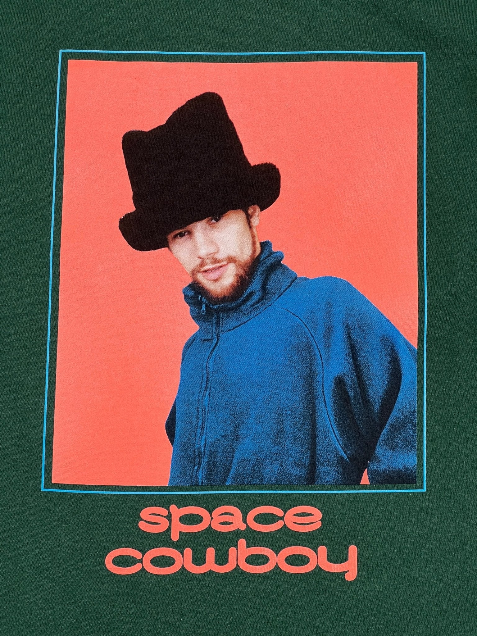 Pleasures Space Cowboy Graphic T-Shirt for Men - Hunter Green Cotton Tee | Vintage Western Style Shirt for Casual Wear & Music Festivals