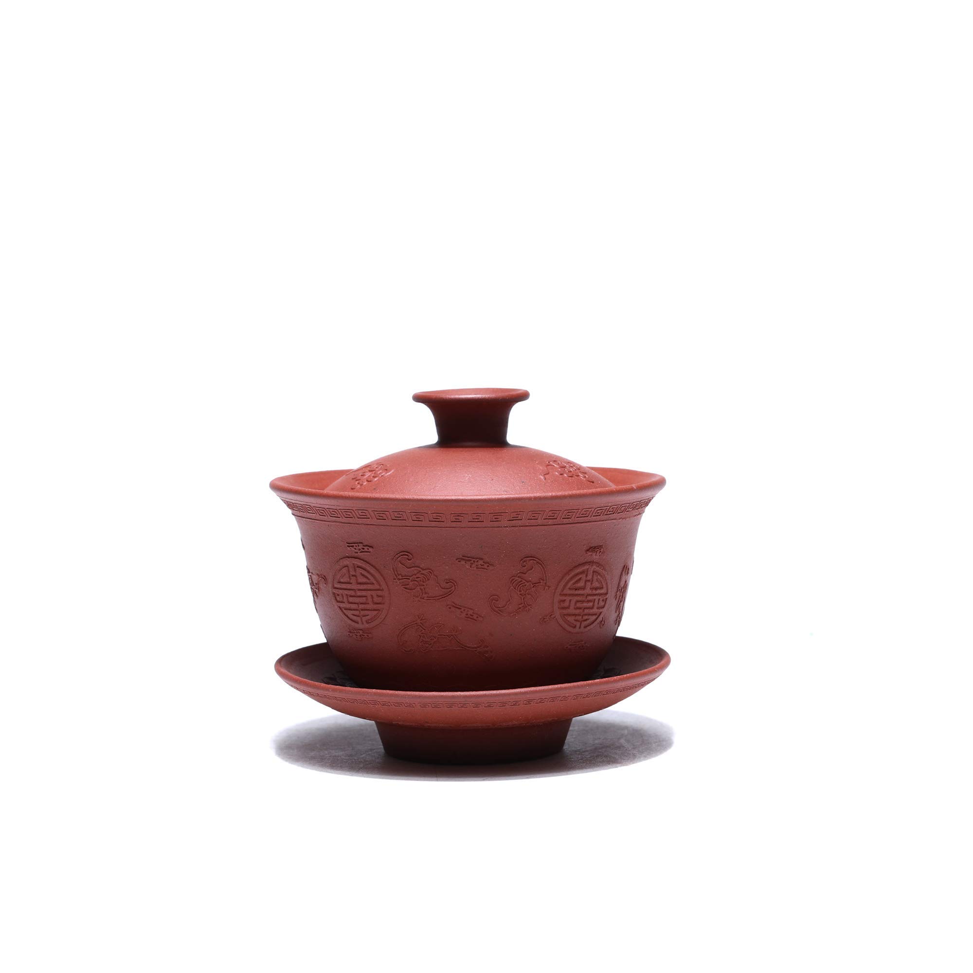 Premium Yixing Zisha Purple Clay Gaiwan Set - Authentic Chinese Kungfu Tea Bowl & Loose Leaf Tea Maker (4 oz) for Blooming Tea Ceremony & Daily Tea Brewing - Perfect Gift for Tea Lovers (Zhufu)