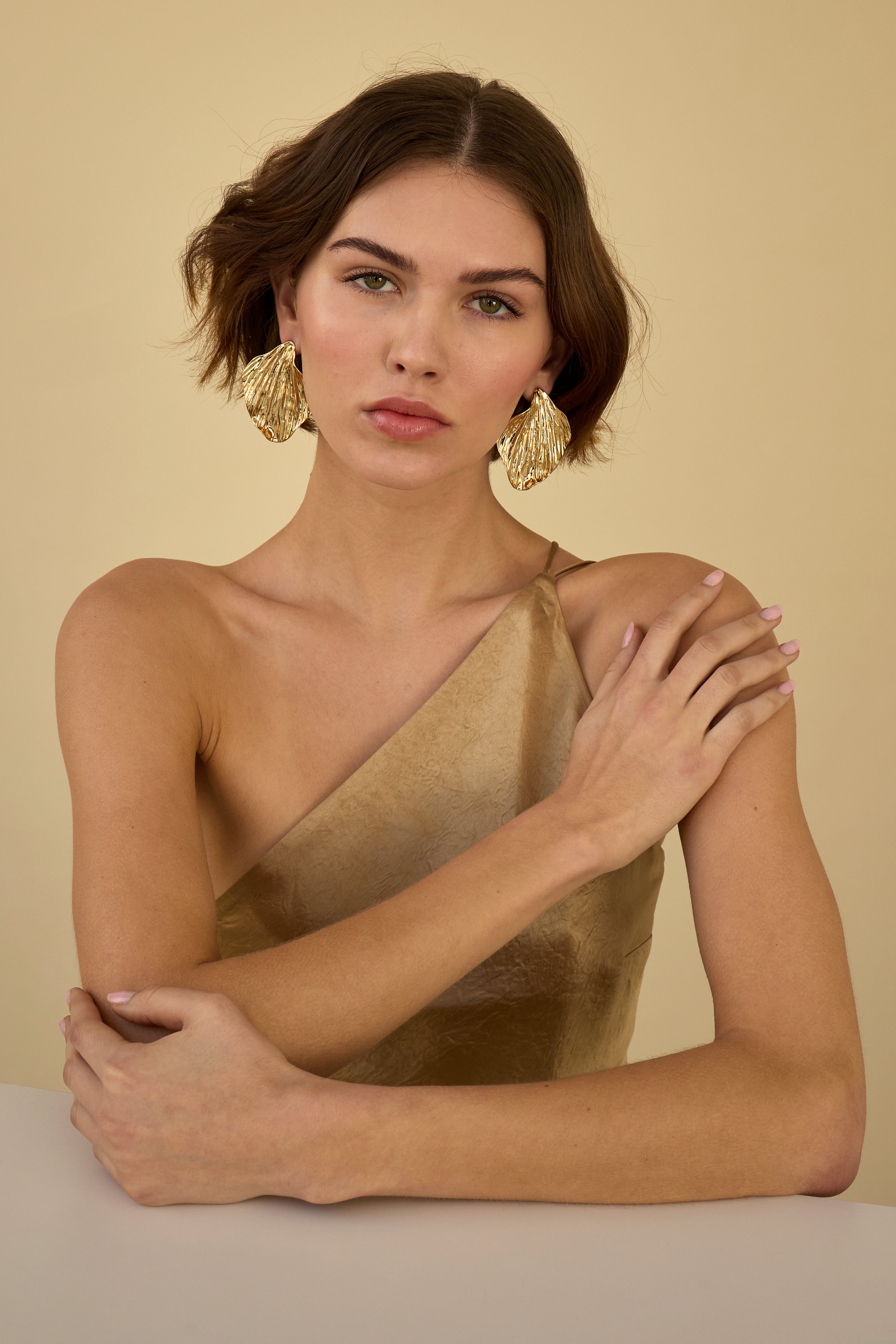 Maya Petal Statement Earrings for Women - Elegant Floral Dangle Earrings for Party, Wedding & Special Occasions