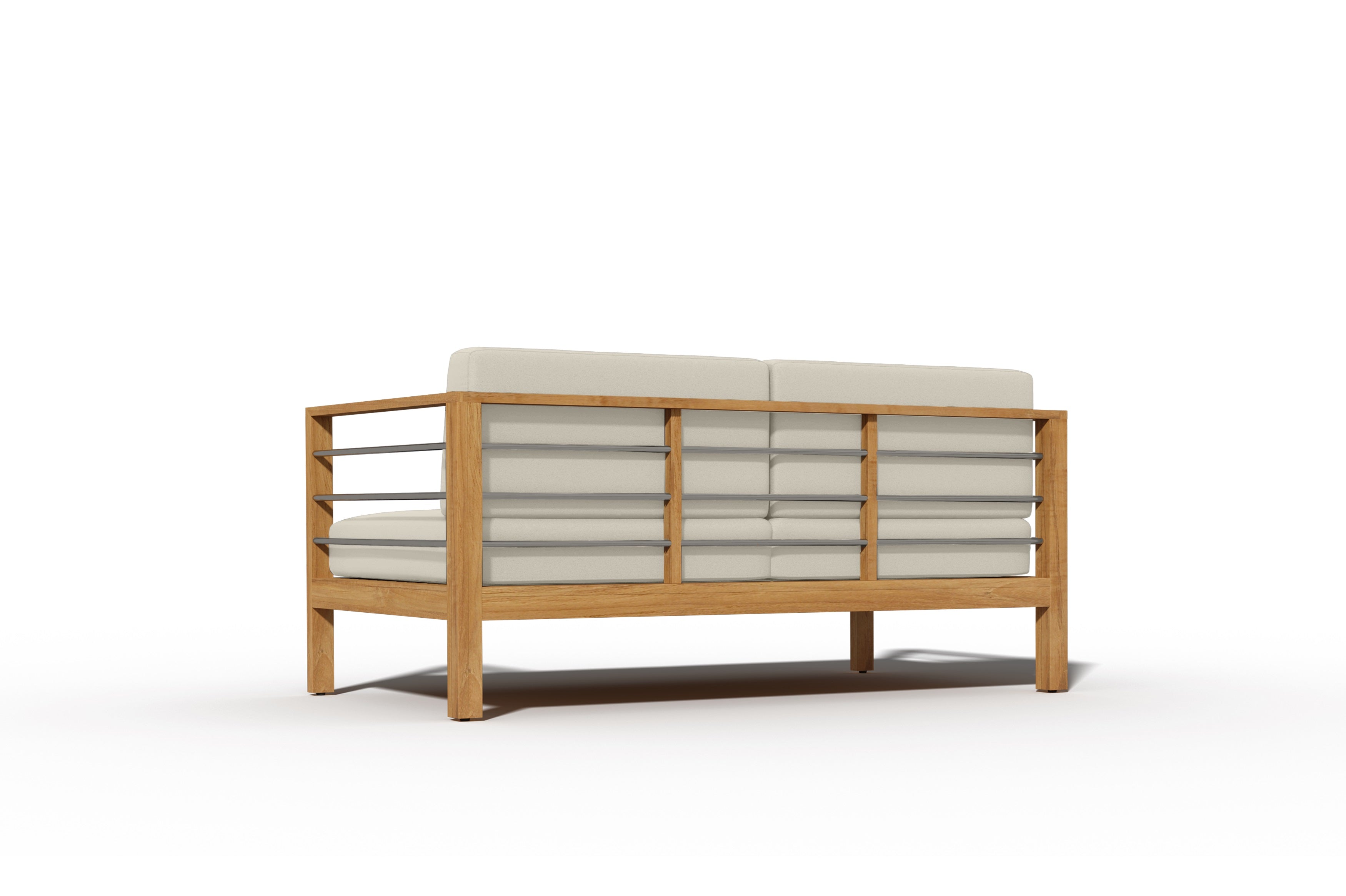 Leon 3-Person Teak Outdoor Sofa with Sunbrella Canvas Cushion - Waterproof Patio Furniture for Garden, Poolside & Backyard Relaxation