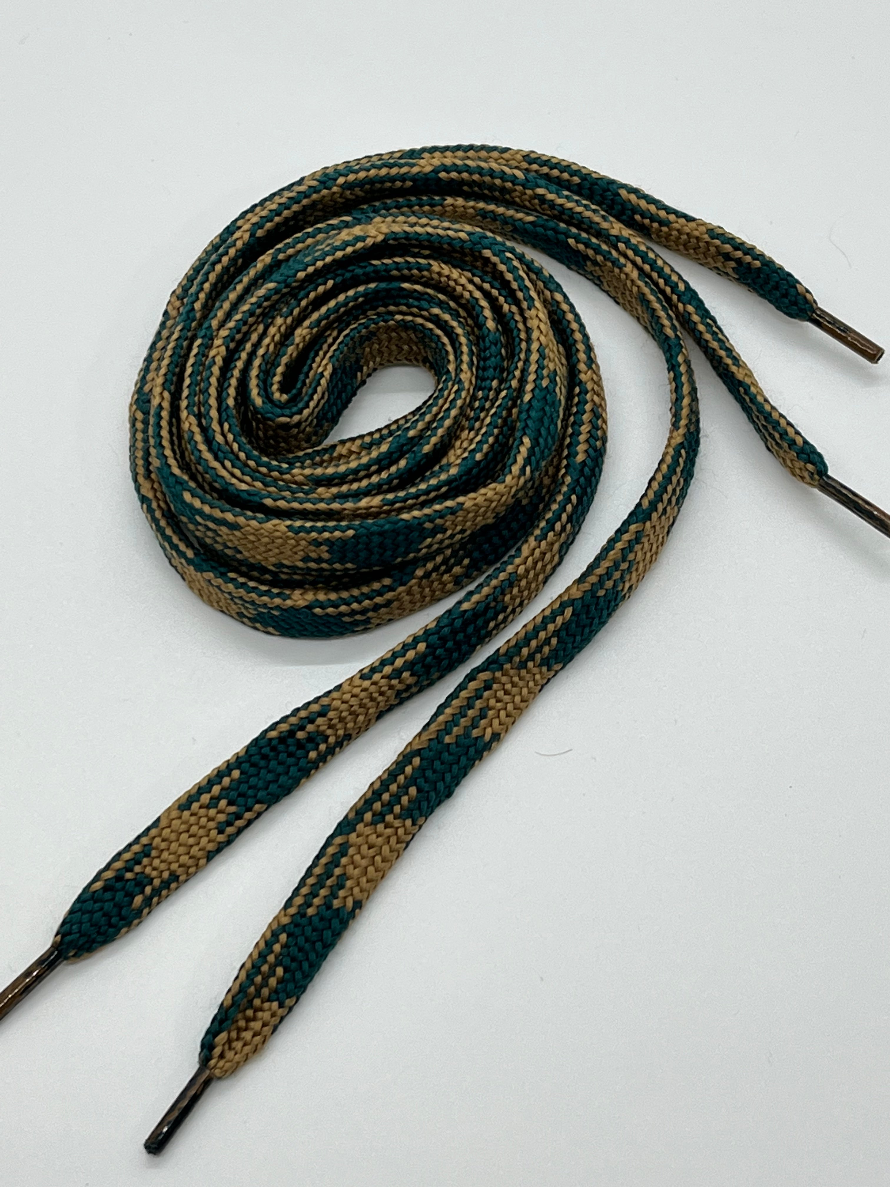 Premium Argyle Shoelaces - Dark Teal & Champagne Gold Dress Shoe Laces for Men's Oxfords, Loafers & Formal Shoes - Perfect for Business, Weddings & Special Occasions