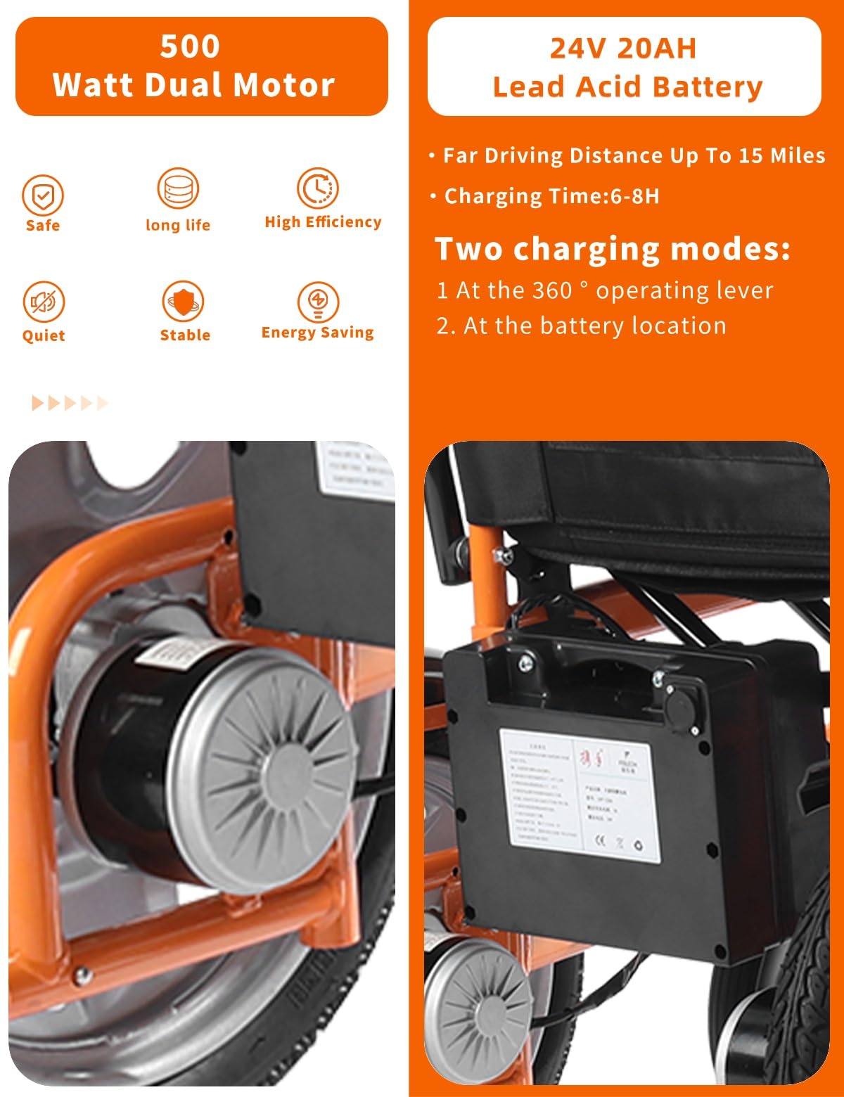 Foldable Heavy Duty Electric Wheelchair for Adults - 20