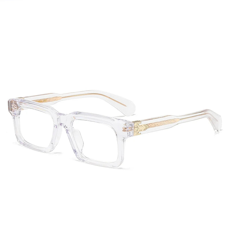 Stylish Black Unisex Square Acetate Eyeglasses with Thick Full Rim - Perfect for Work, Reading & Fashion (Model 94302)