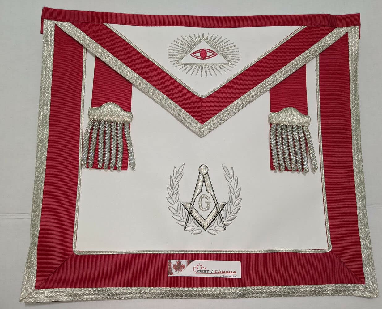 Masonic Blue Lodge Master Mason Apron Set - Blue/Red Apron, Collar & Gauntlets (Cuffs) - Complete Masonic Regalia for Rituals & Ceremonies