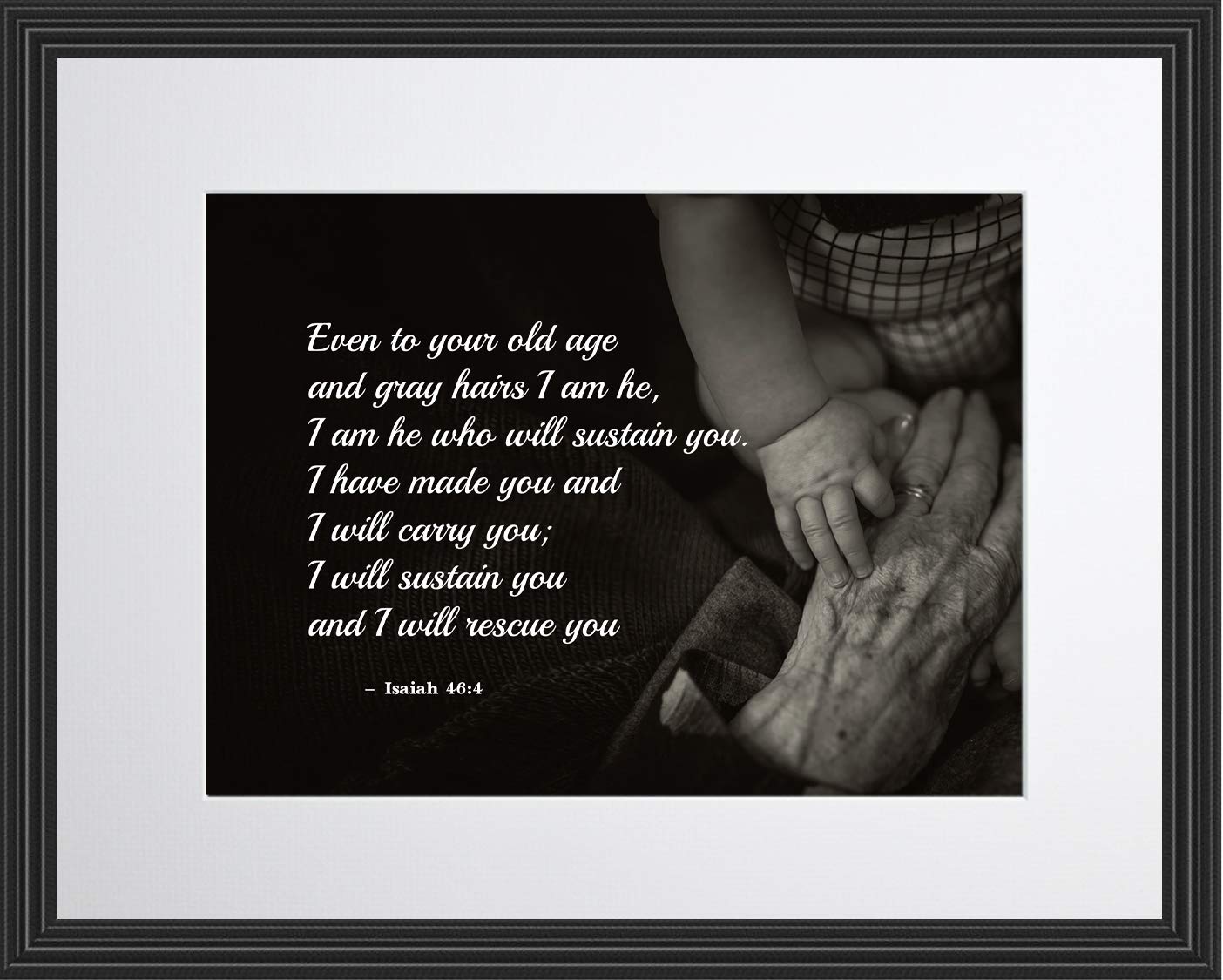Isaiah 46:4 Bible Verse Wall Art - 11x14 Matted to 8x10 Framed Christian Scripture Print - Inspirational Home & Office Decor for Faith-Based Spaces