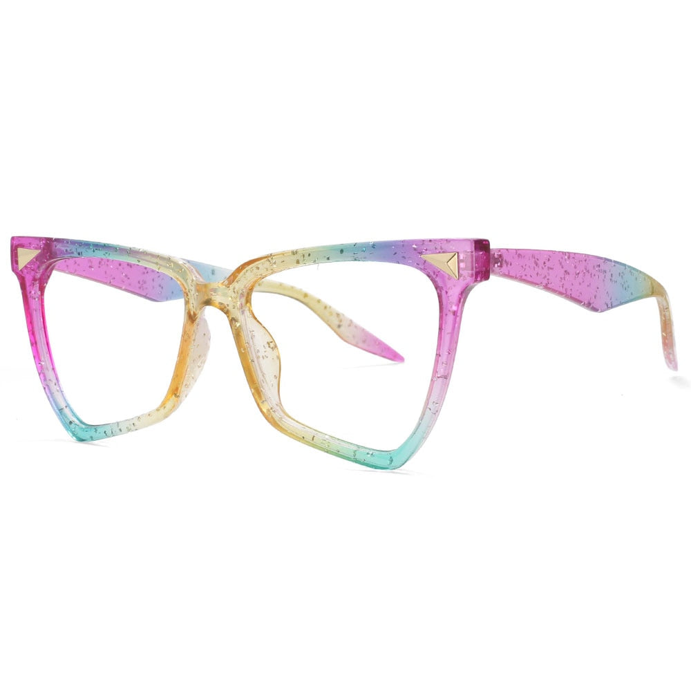 CCspace Women's Full Rim Oversized Square TR90 Titanium Frame Eyeglasses - Lightweight & Durable Glasses for Work, Reading & Fashion (Style 53838)