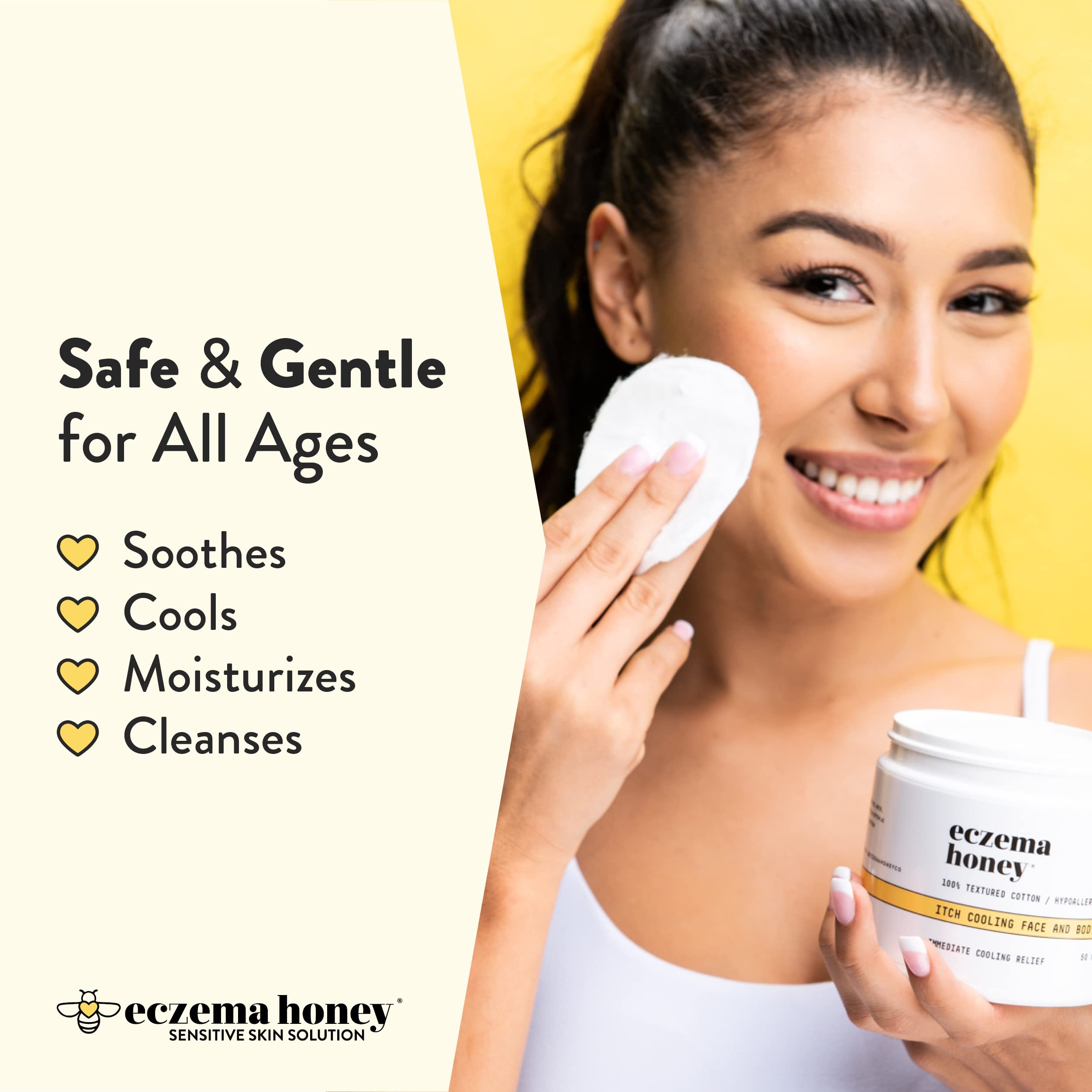 Eczema Honey Itch Cooling Face & Body Rounds with Oatmeal Body Lotion Bundle - Soothing Relief for Sensitive & Dry Skin - Cruelty Free Skincare Set - Perfect for Daily Moisturizing & Itch Relief at Home or Travel