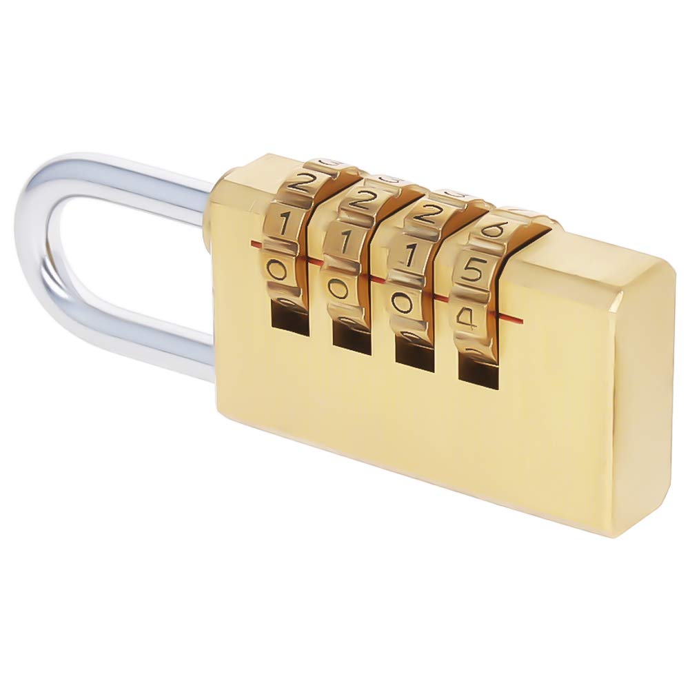1Pc MroMax Brass 4 Digit Combination Padlock for Toolbox, Lockers, Luggage & Backpack - Secure Your Valuables at Home, School, Travel & Gym