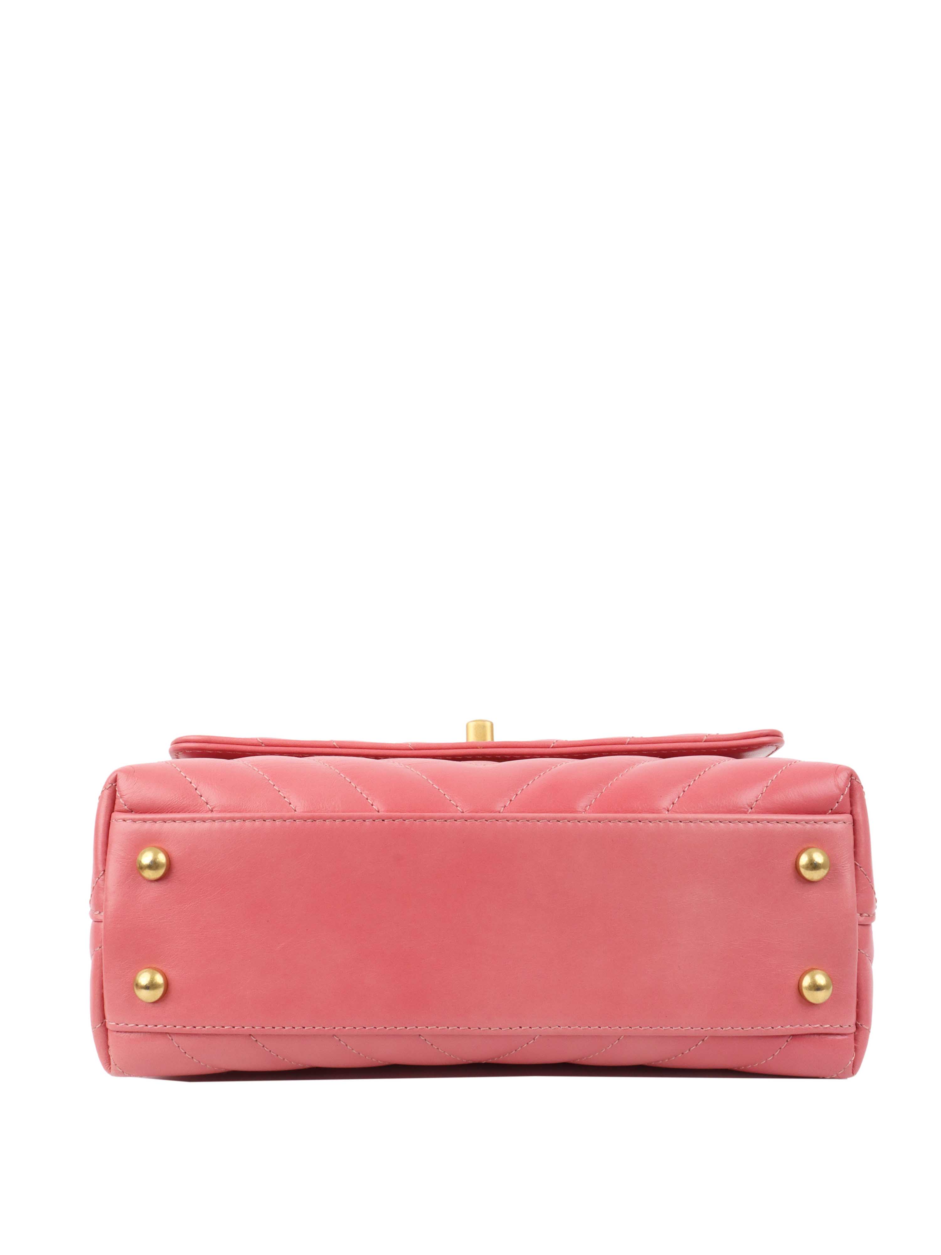 Chanel Small Pink Chevron Coco Handle Bag - Luxury Designer Crossbody Purse for Women, Perfect for Parties, Dating & Special Occasions