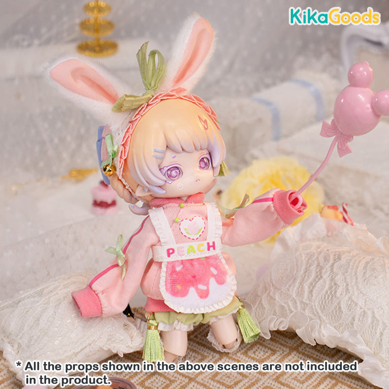 1/12 BJD Doll Clothes Set - Peach Bunny Dessert Series | Adorable Outfit for Ball Jointed Dolls | Perfect for Photoshoots, Collecting & Display