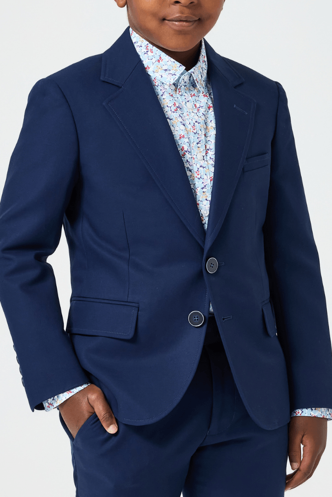 Jimi Men's 2-Piece Navy Blue Cotton Suit - Formal Business Attire for Office, Weddings & Special Occasions