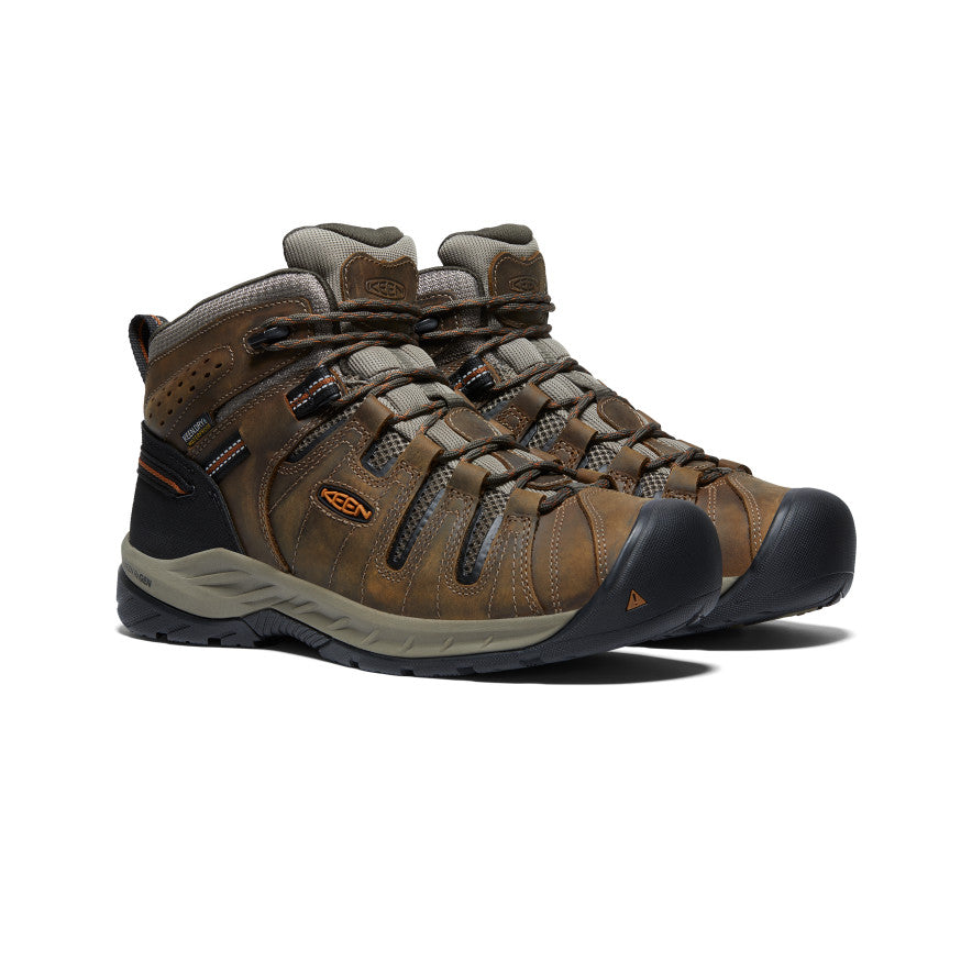 Men's Flint II Waterproof Mid Soft Toe Work Boots - Black Olive/Brindle - Durable & Comfortable for Construction, Hiking & Outdoor Work