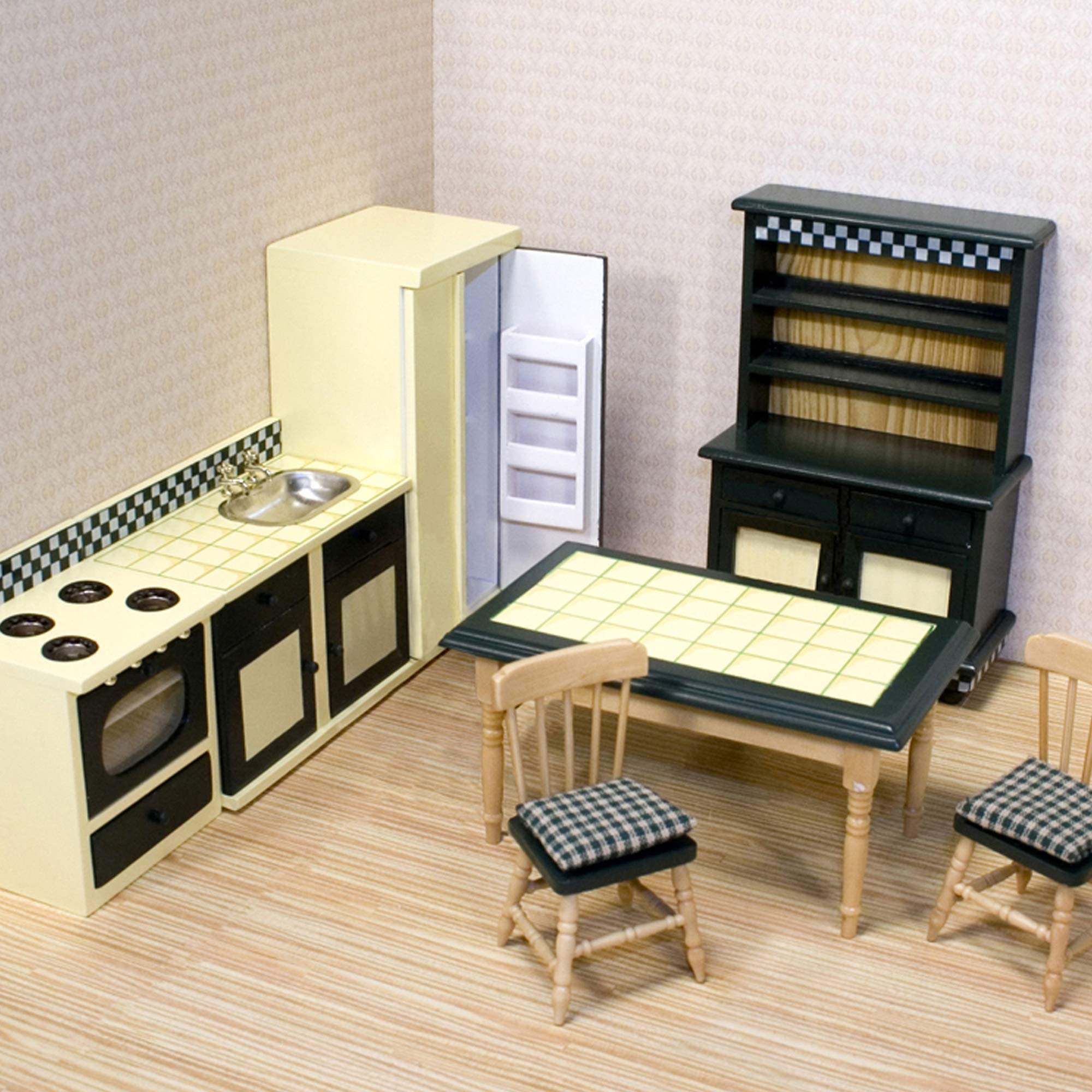 Melissa & Doug Dollhouse Furniture - Wooden Kitchen Playset for Kids | Pretend Play, Role-Playing & Imaginative Fun | Perfect for Dollhouses, Playrooms & Preschool Learning