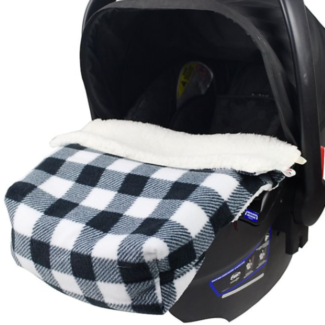 Cozy Care Cozy Toes Fleece Blanket for Babies 0-12 Months - Soft Black & White Checkered Pattern | Perfect for Nursery, Stroller & Cuddle Time