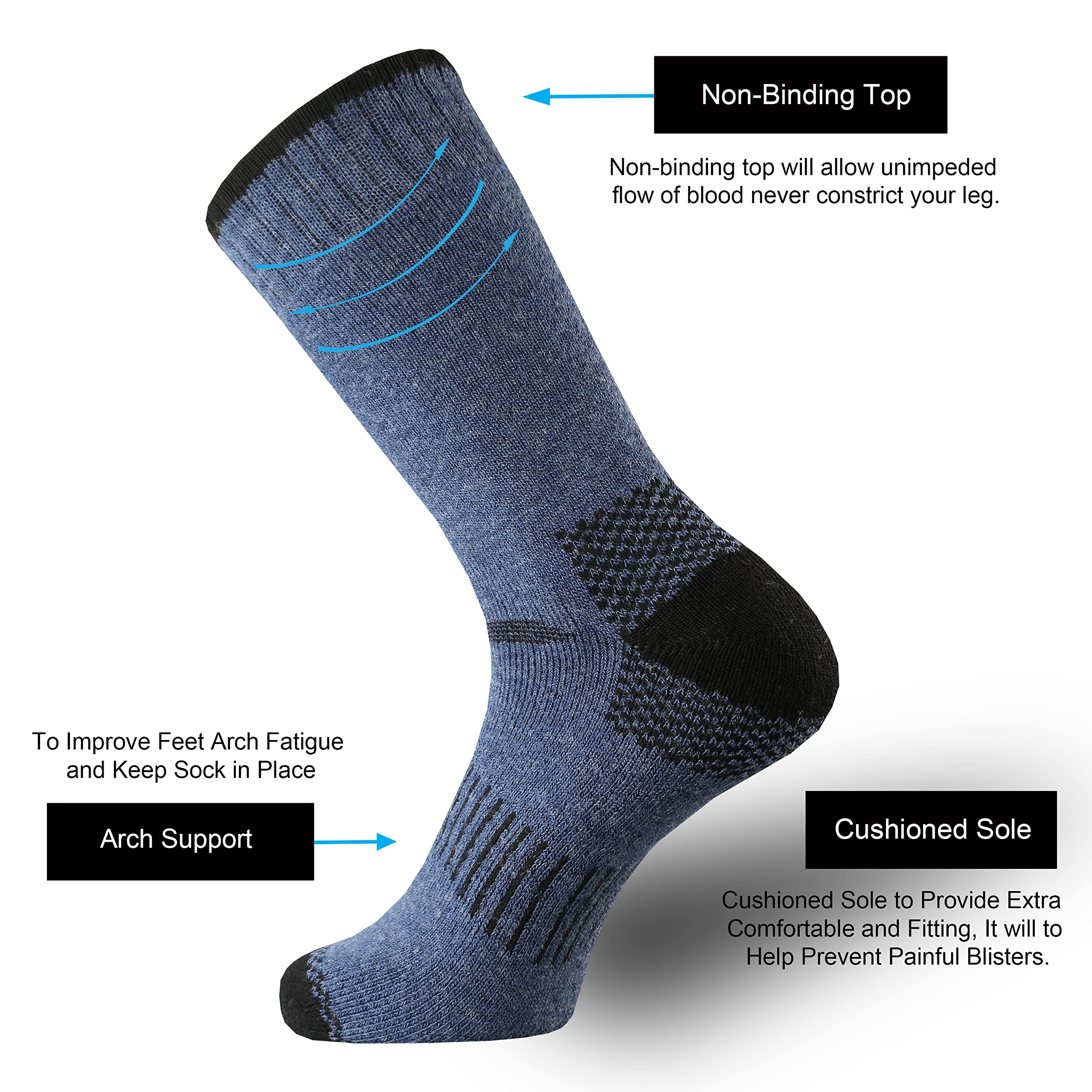 ONKE Merino Wool Crew Socks for Men - Moisture Wicking, Breathable & Soft Hiking Socks for Outdoor Activities, Camping & Daily Wear