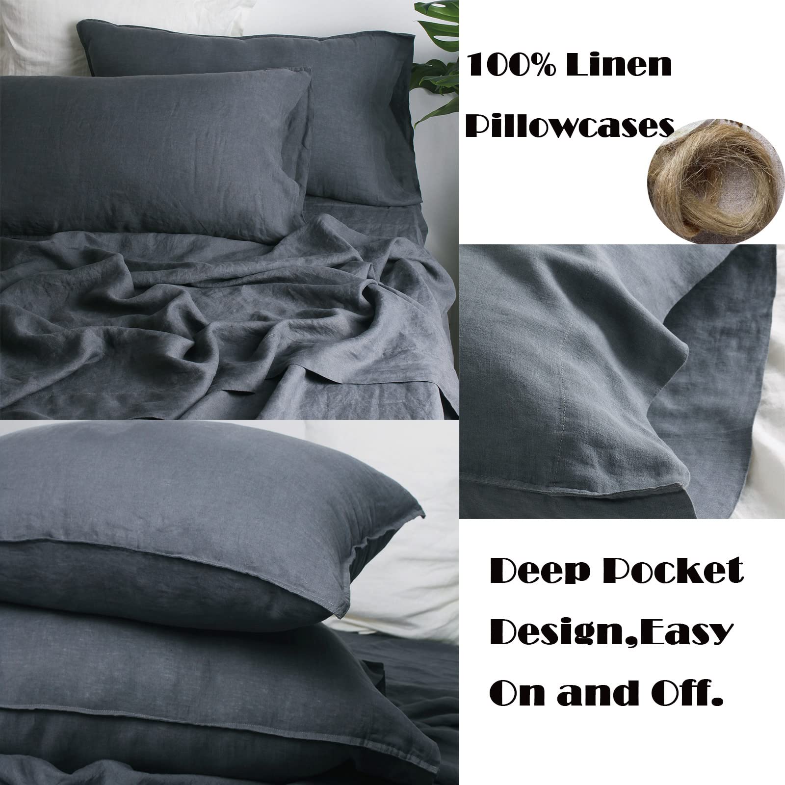 100% Organic Linen Duvet Cover Set - Stone Washed French Linen Bedding | Ultra Soft, Breathable & Comfortable Twin Size (2pc, Silver Grey) for Cozy Bedroom & Guest Room Decor
