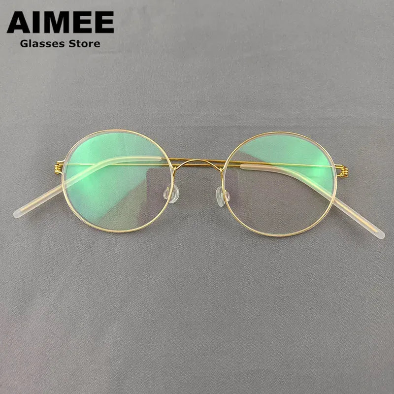 Aimee Women's Full Rim Round Screwless Titanium Eyeglasses 13120 - Lightweight & Durable Eyewear for Work, Reading & Fashion