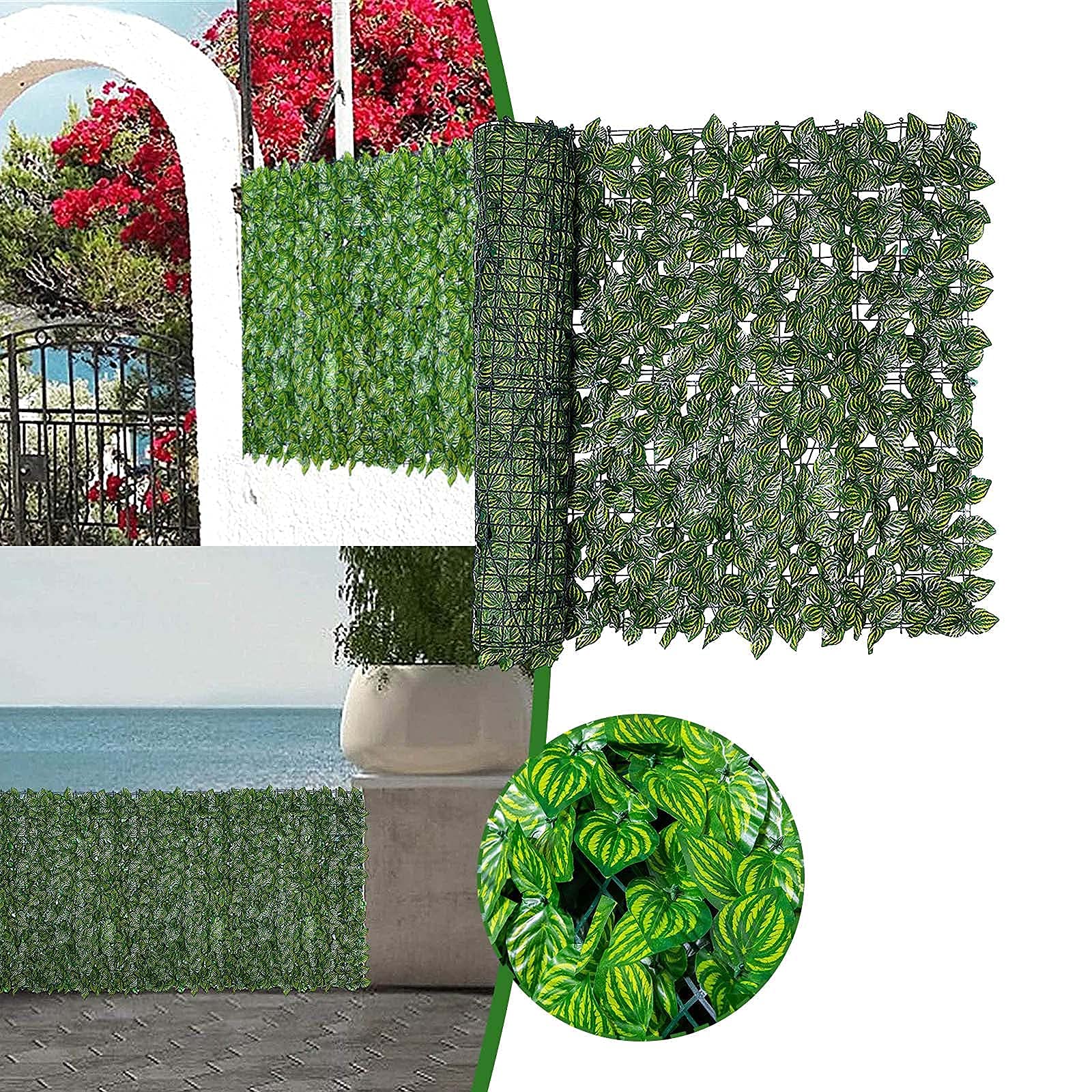 Artificial Ivy Privacy Fence Screen - UV Resistant Fake Hedges for Outdoor & Indoor Use - Expandable Garden Fence & Balcony Privacy Screen - Perfect for Patio, Deck, Yard, and Home Decoration