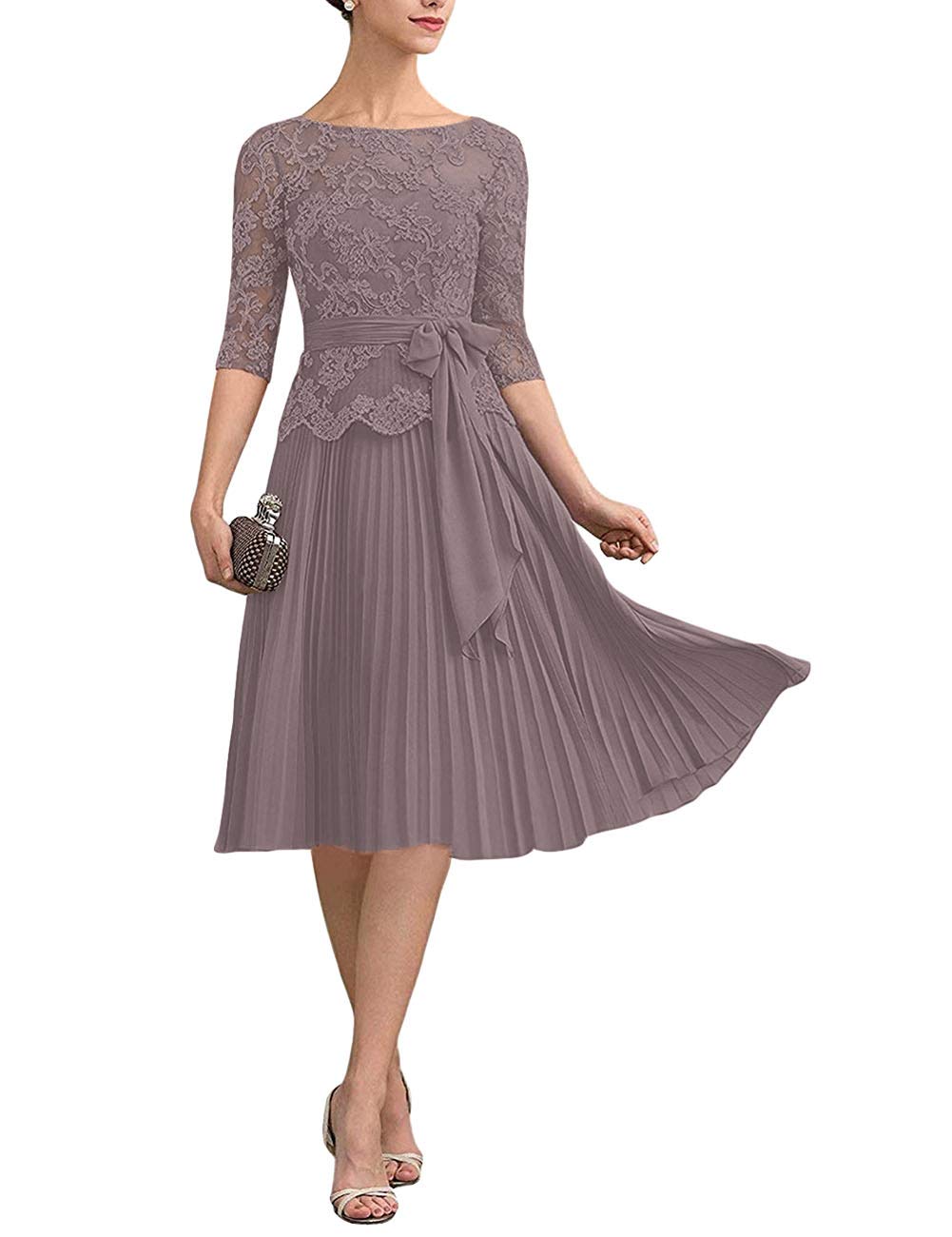 Elegant Short Sleeve Lace Mother of The Bride Dresses - Applique Prom Dress for Wedding Guest, Cocktail Party & Special Occasions