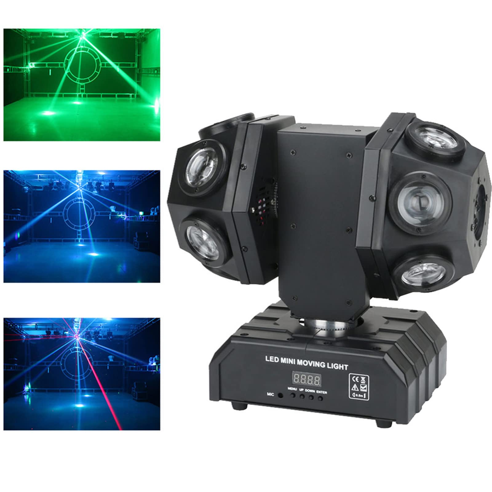 12 LED Moving Head DJ Light - Rotating Beam Stage Lighting with Sound Activation & DMX512 Control - Perfect for DJ, KTV, Disco, Wedding, Festival & Club Events - Professional Uplighting & Pinspot Effects